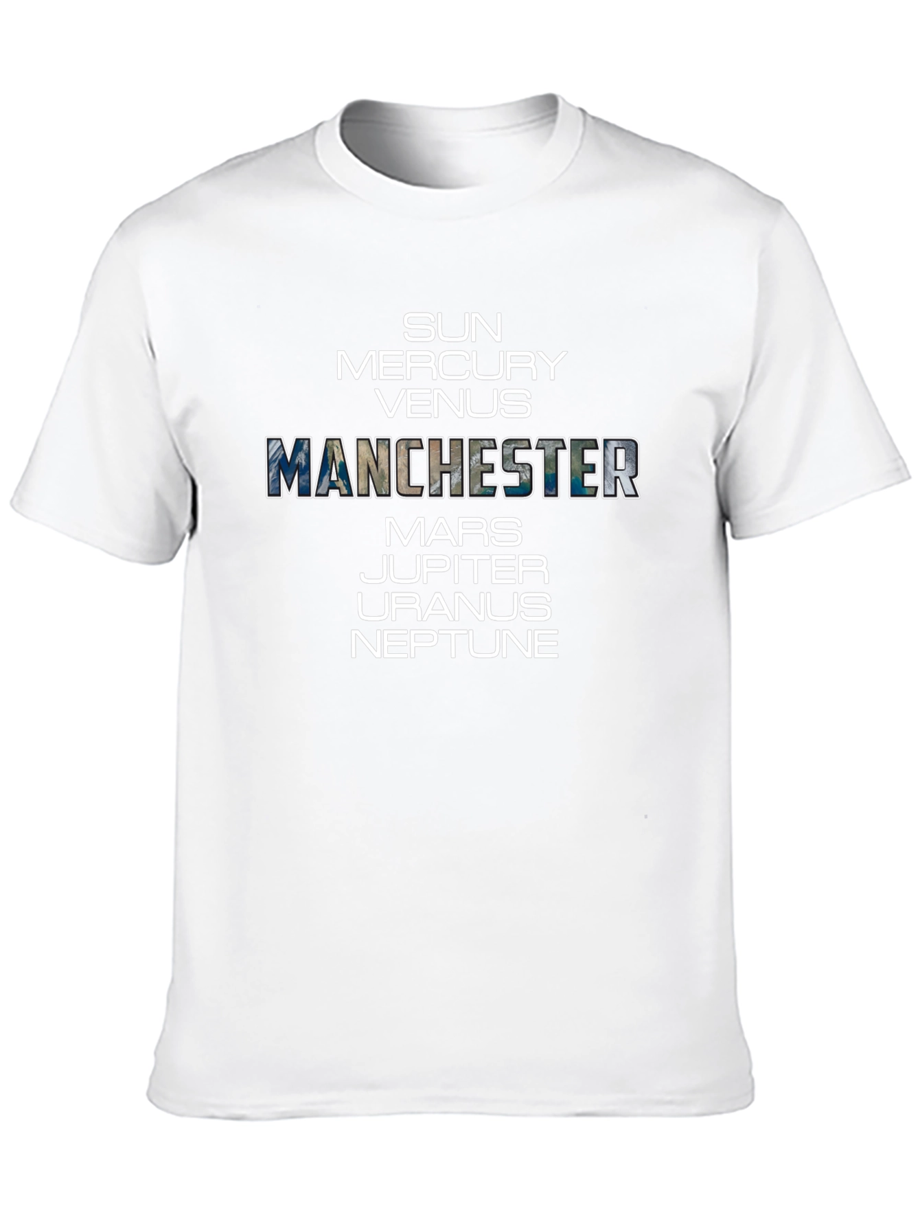 Planets & Manchester Graphic Tee - Black Cotton T-Shirt