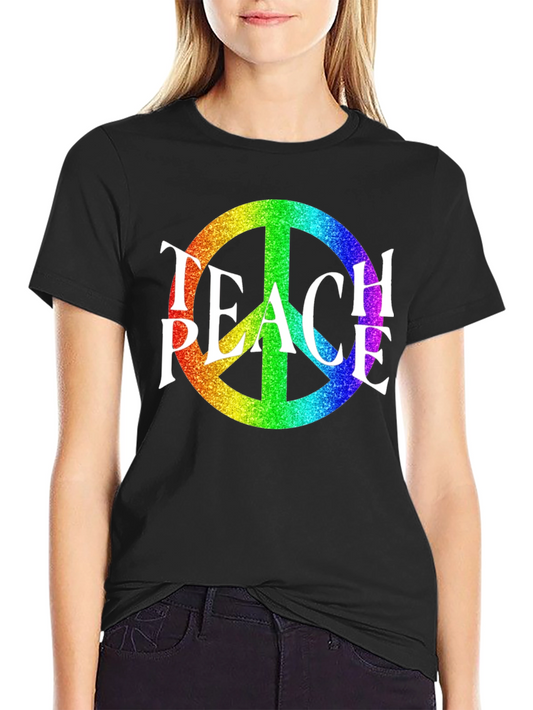 Teach Peace Rainbow Peace Sign T-Shirt