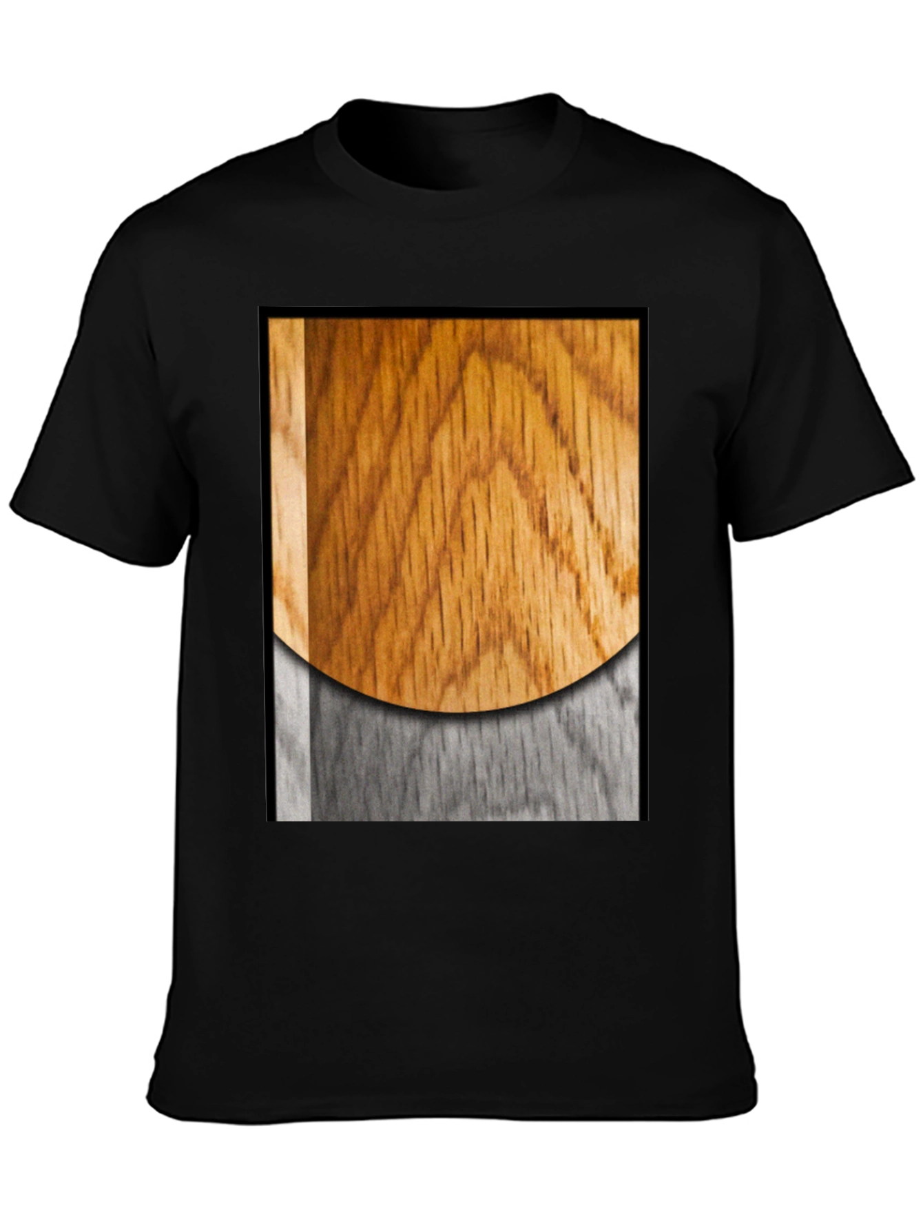 Wood Grain Graphic Black T-Shirt