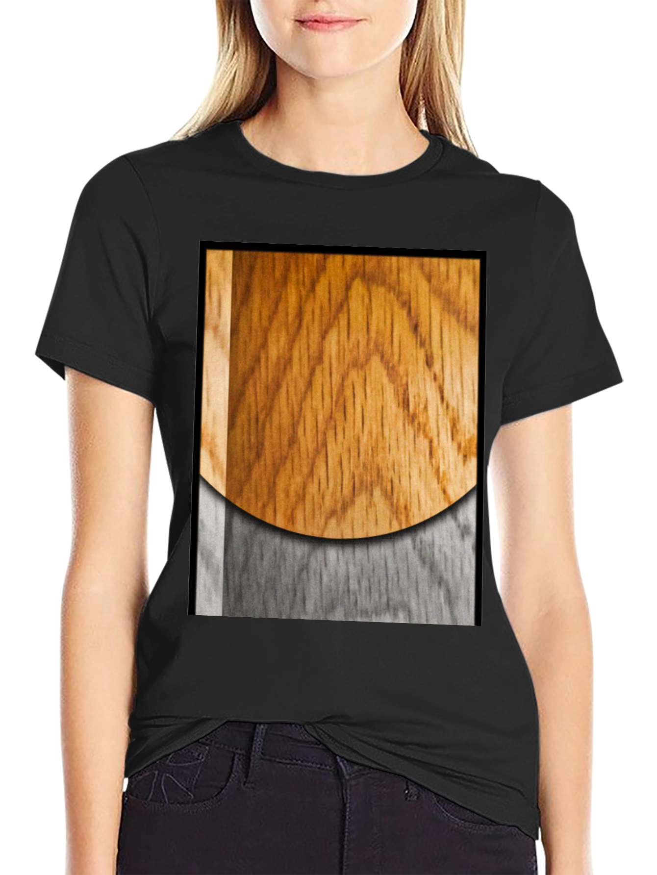 Wood Grain Graphic Black T-Shirt