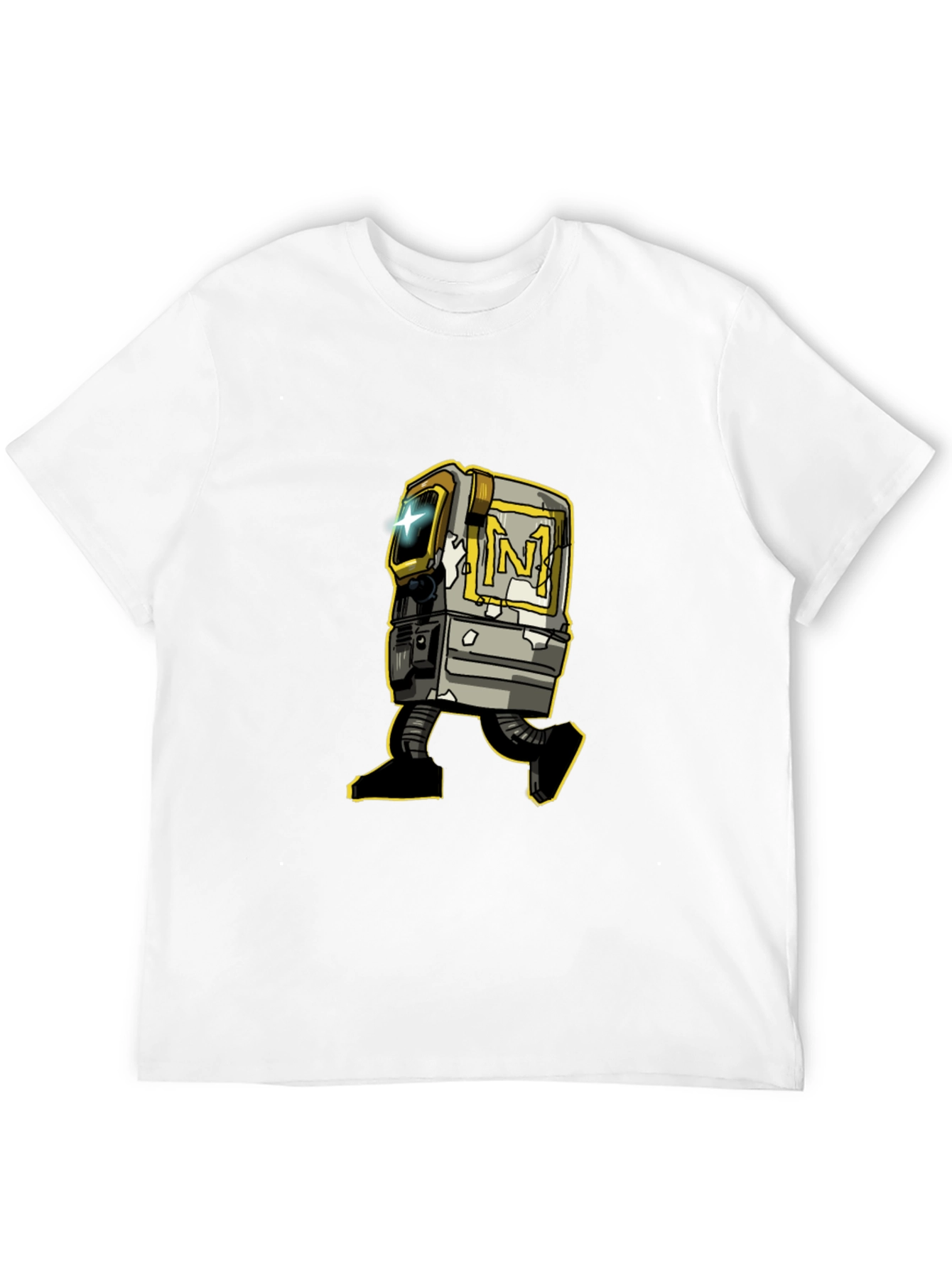 Retro Robot Graphic Tee - Stylish Black T-Shirt