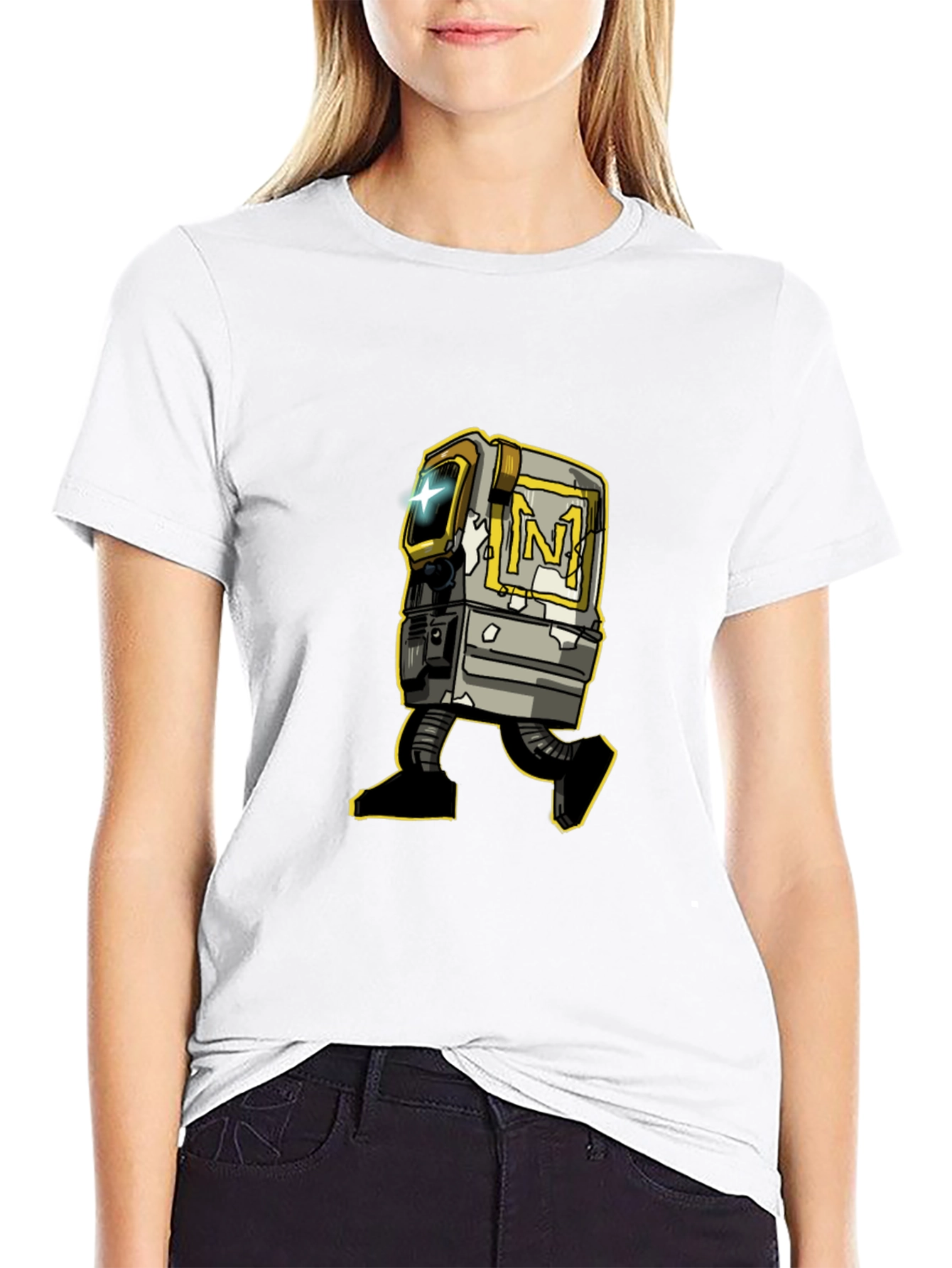 Retro Robot Graphic Tee - Stylish Black T-Shirt