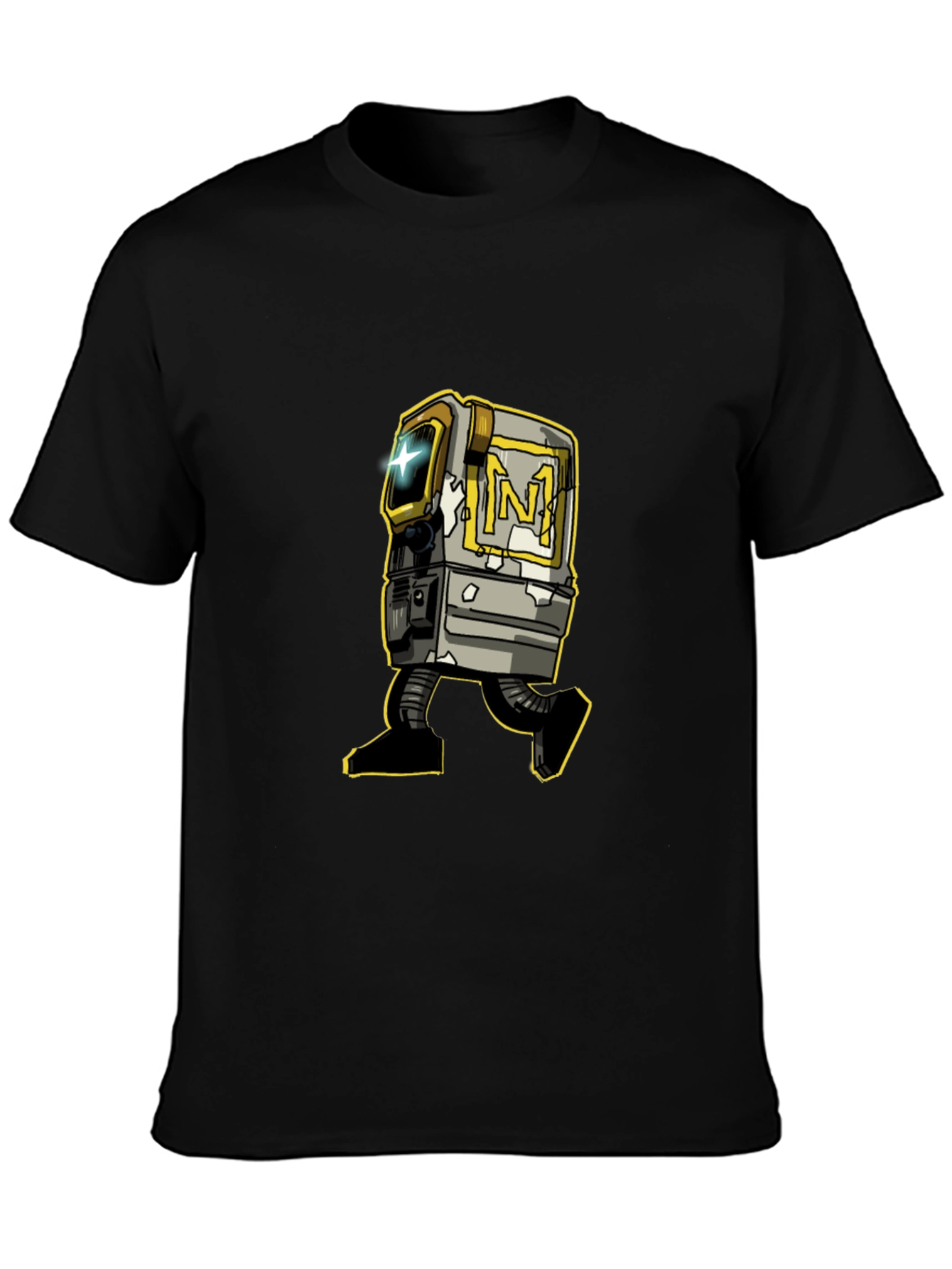 Retro Robot Graphic Tee - Stylish Black T-Shirt