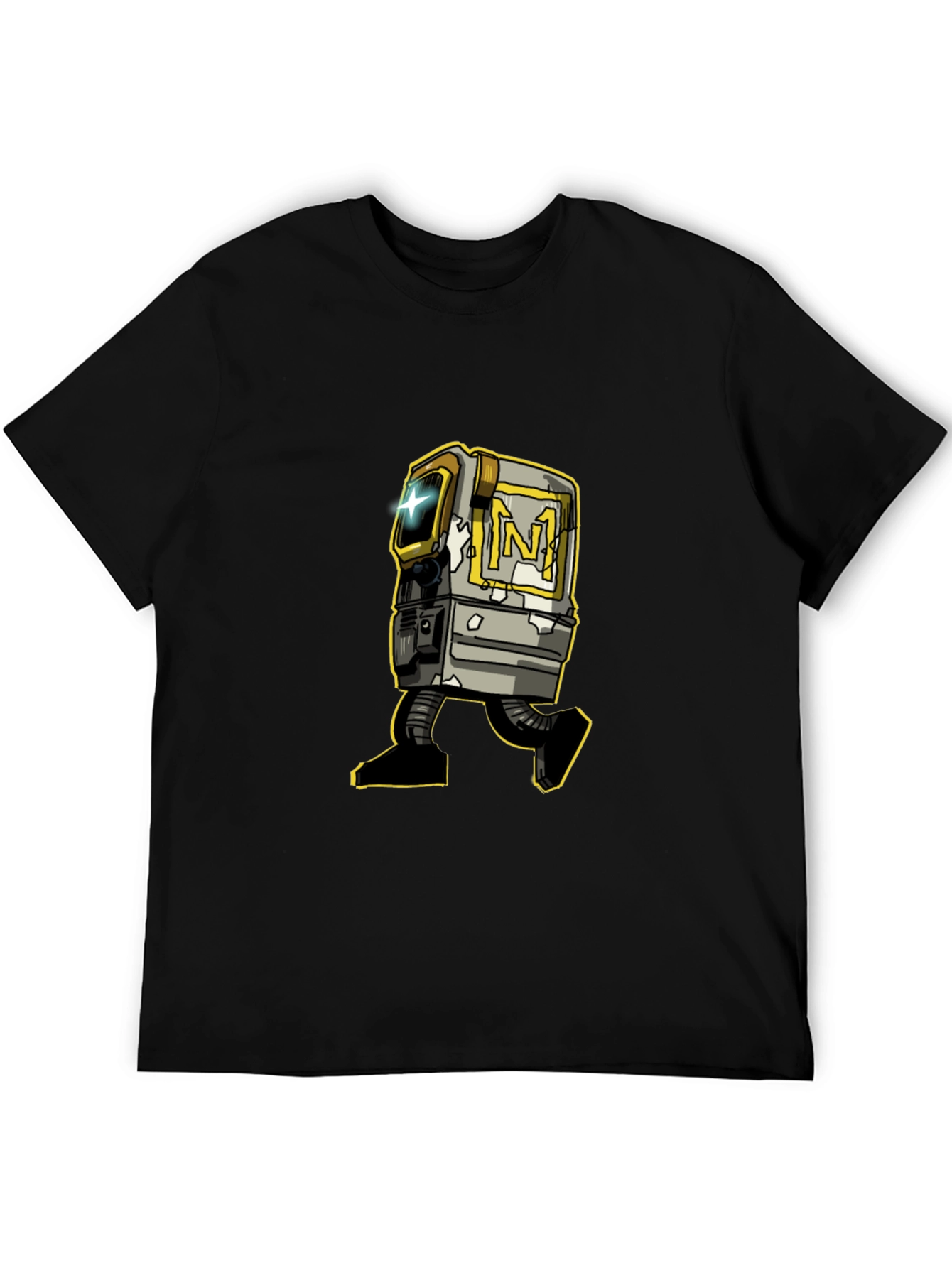Retro Robot Graphic Tee - Stylish Black T-Shirt