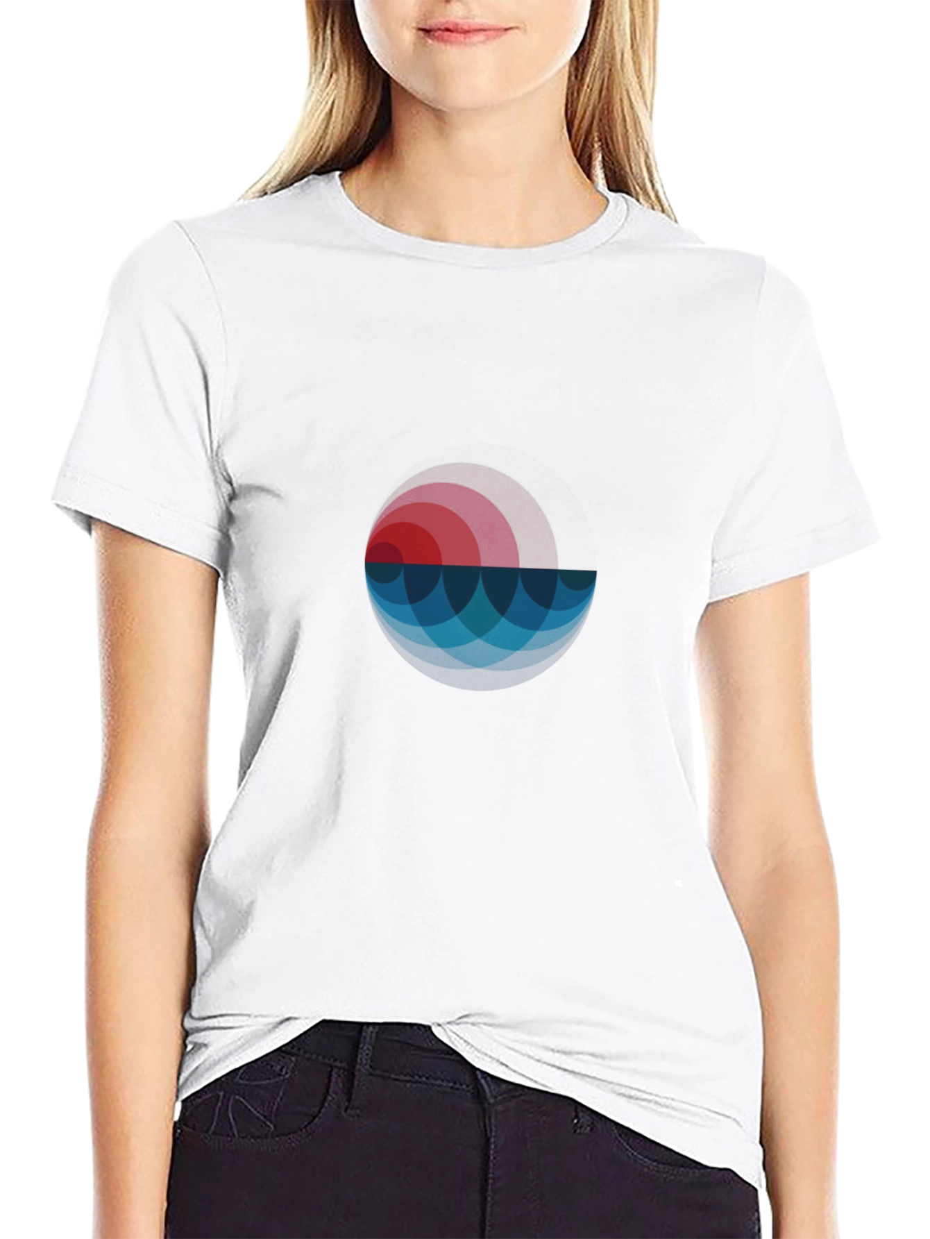 Abstract Sunset T-Shirt - Modern Geometric Design