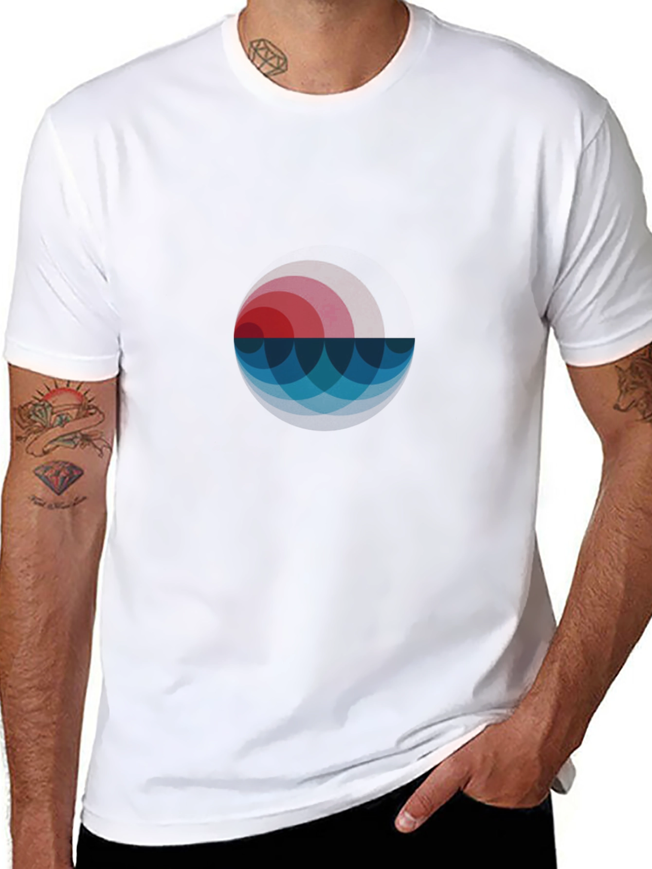 Abstract Sunset T-Shirt - Modern Geometric Design