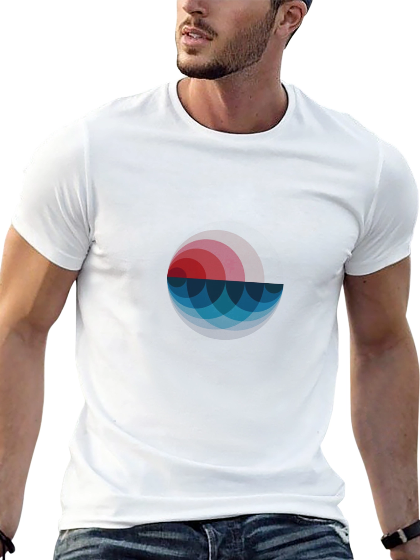 Abstract Sunset T-Shirt - Modern Geometric Design