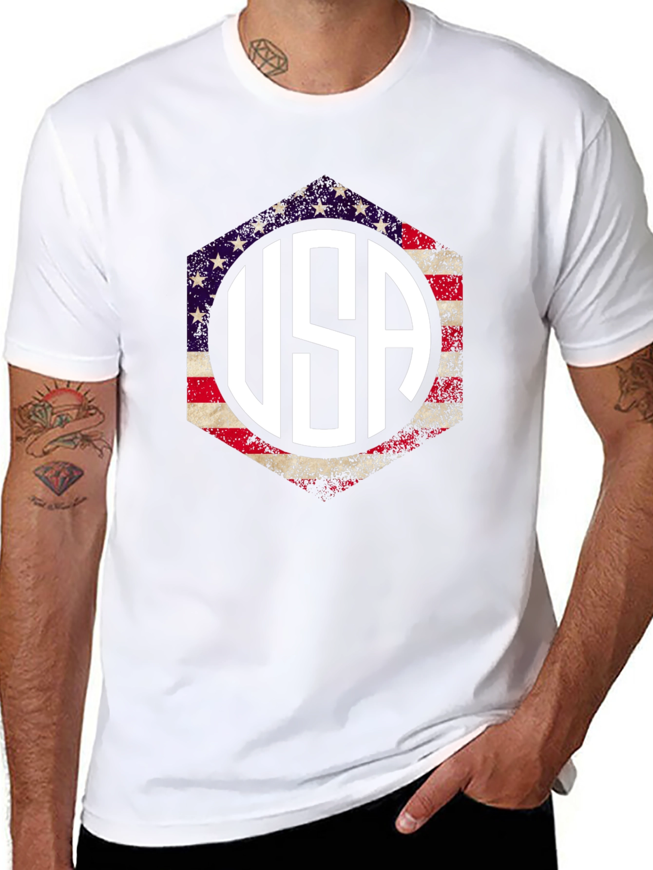 USA Patriotic T-Shirt American Flag Graphic Tee