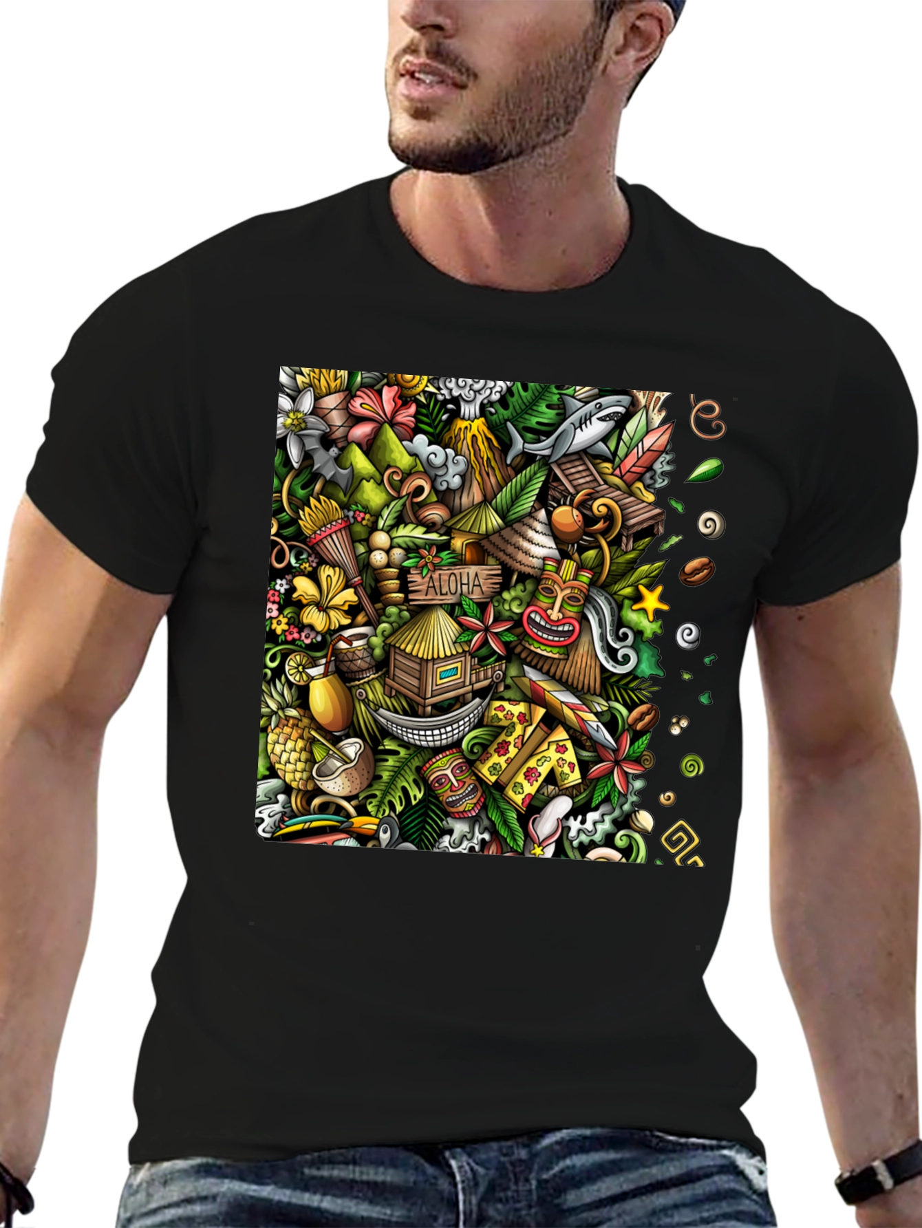 Aloha Doodle Art T-Shirt - Funky Hawaiian Style