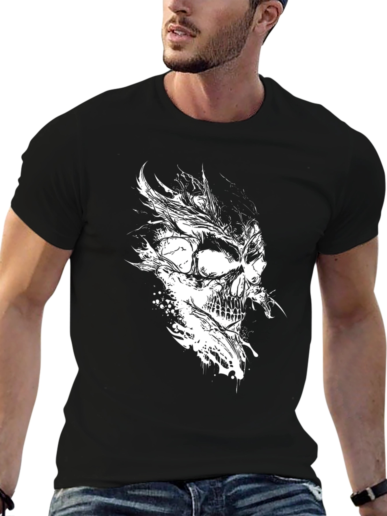 Skull Graphic Black T-Shirt - Unique Design