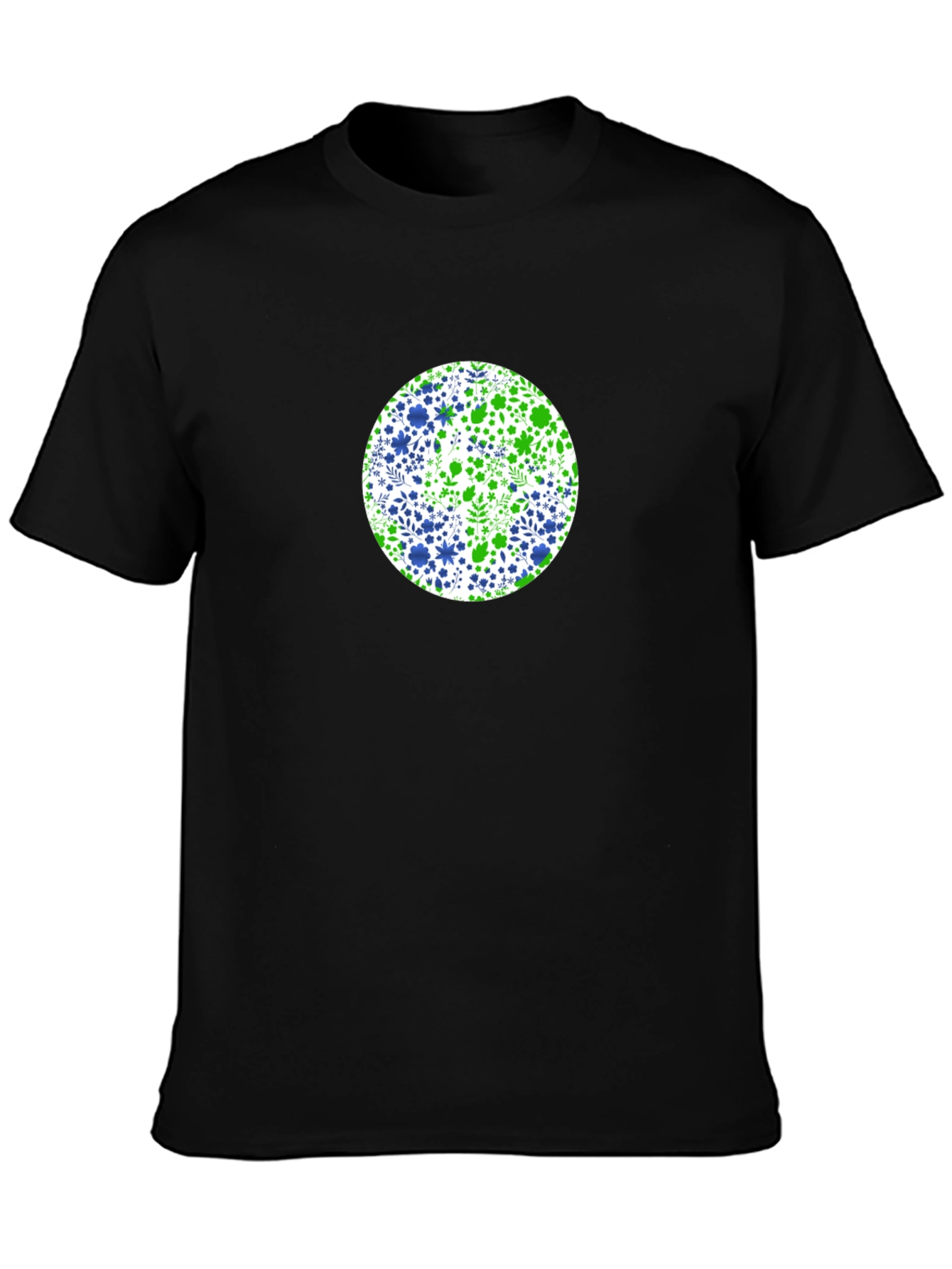 Floral Circle Tee - Green & Blue Design