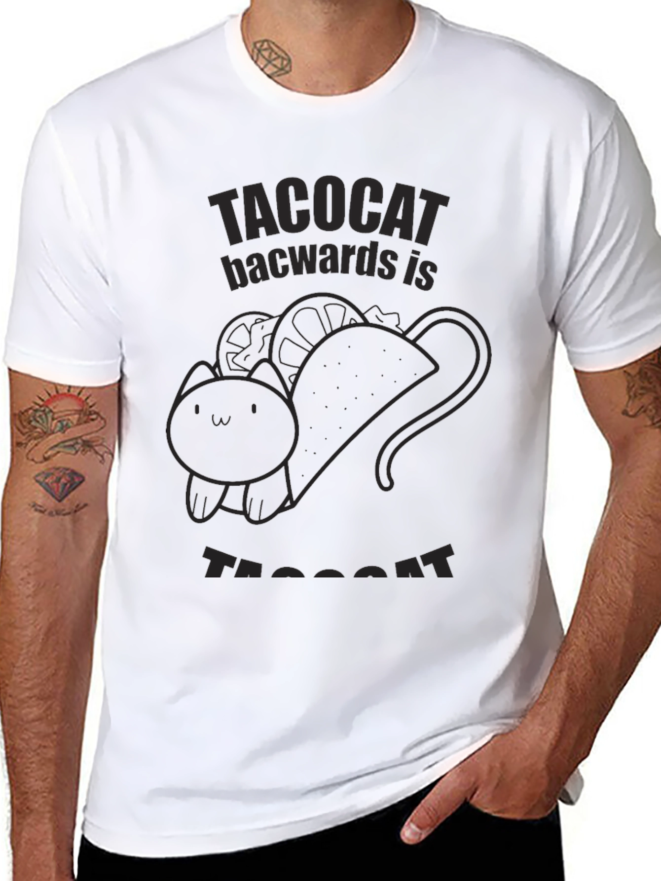 Taco Cat Reversible Funny T-Shirt