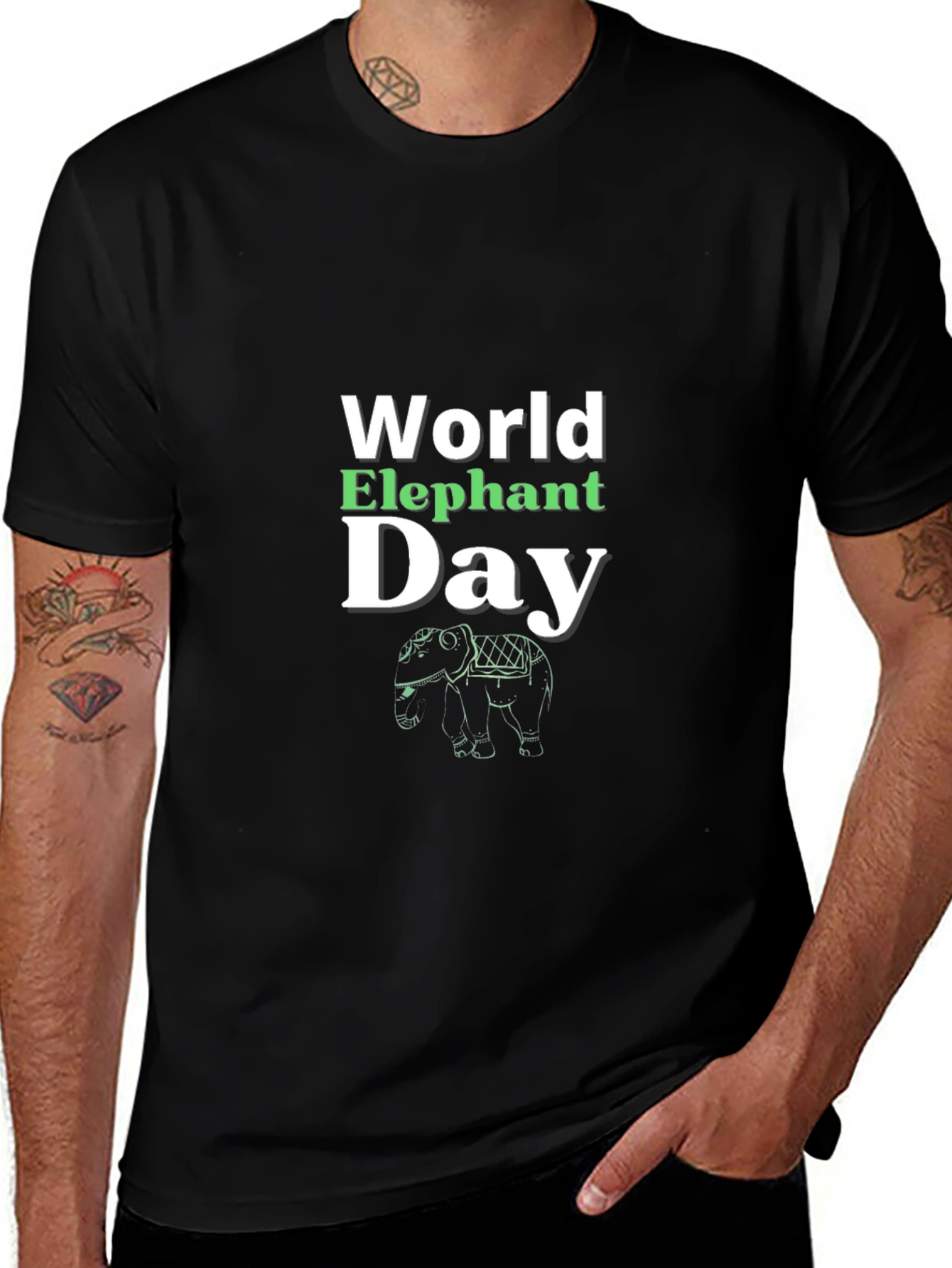 World Elephant Day Black T-Shirt