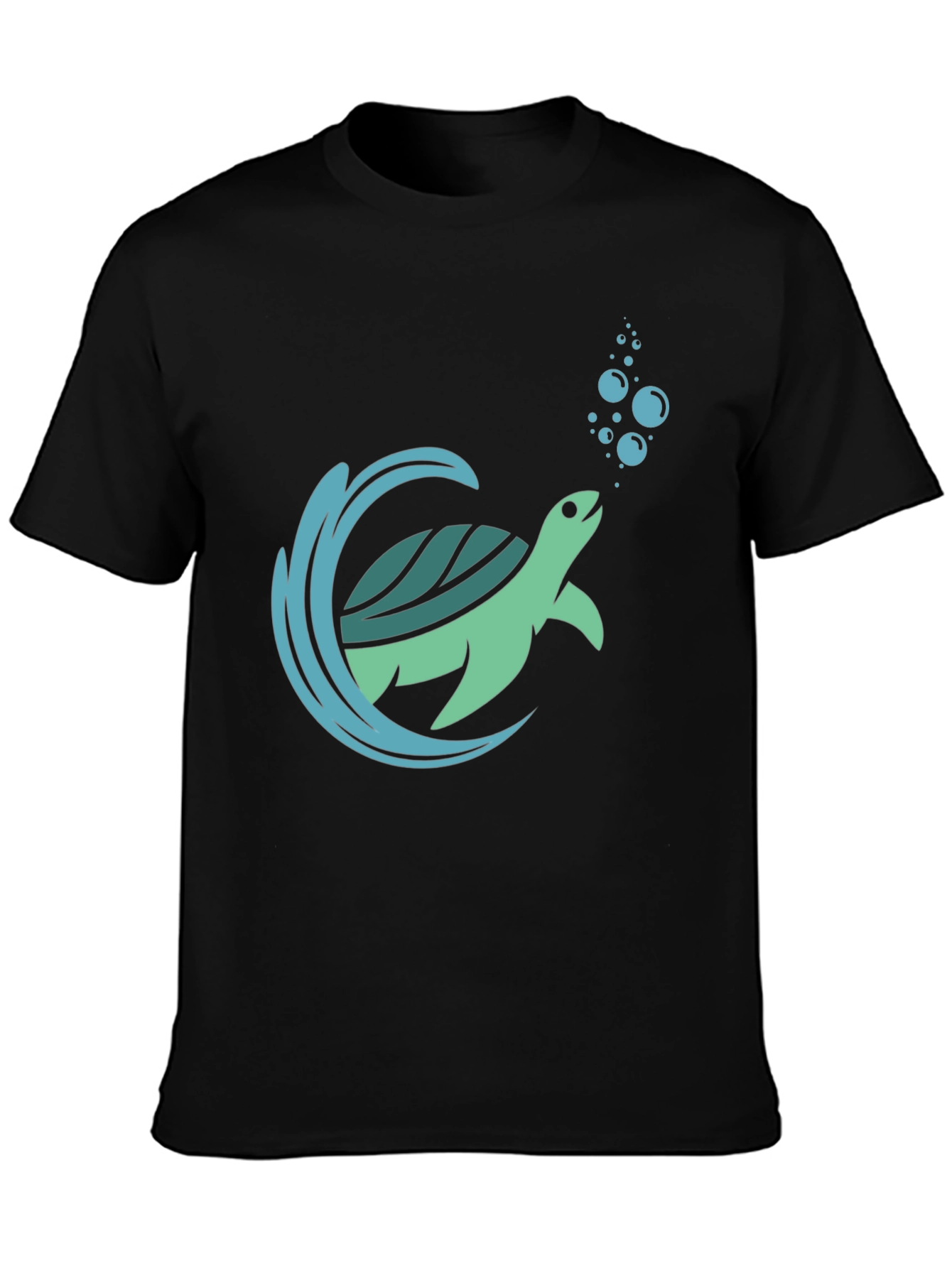 Sea Turtle Graphic Print Mens Black T-Shirt
