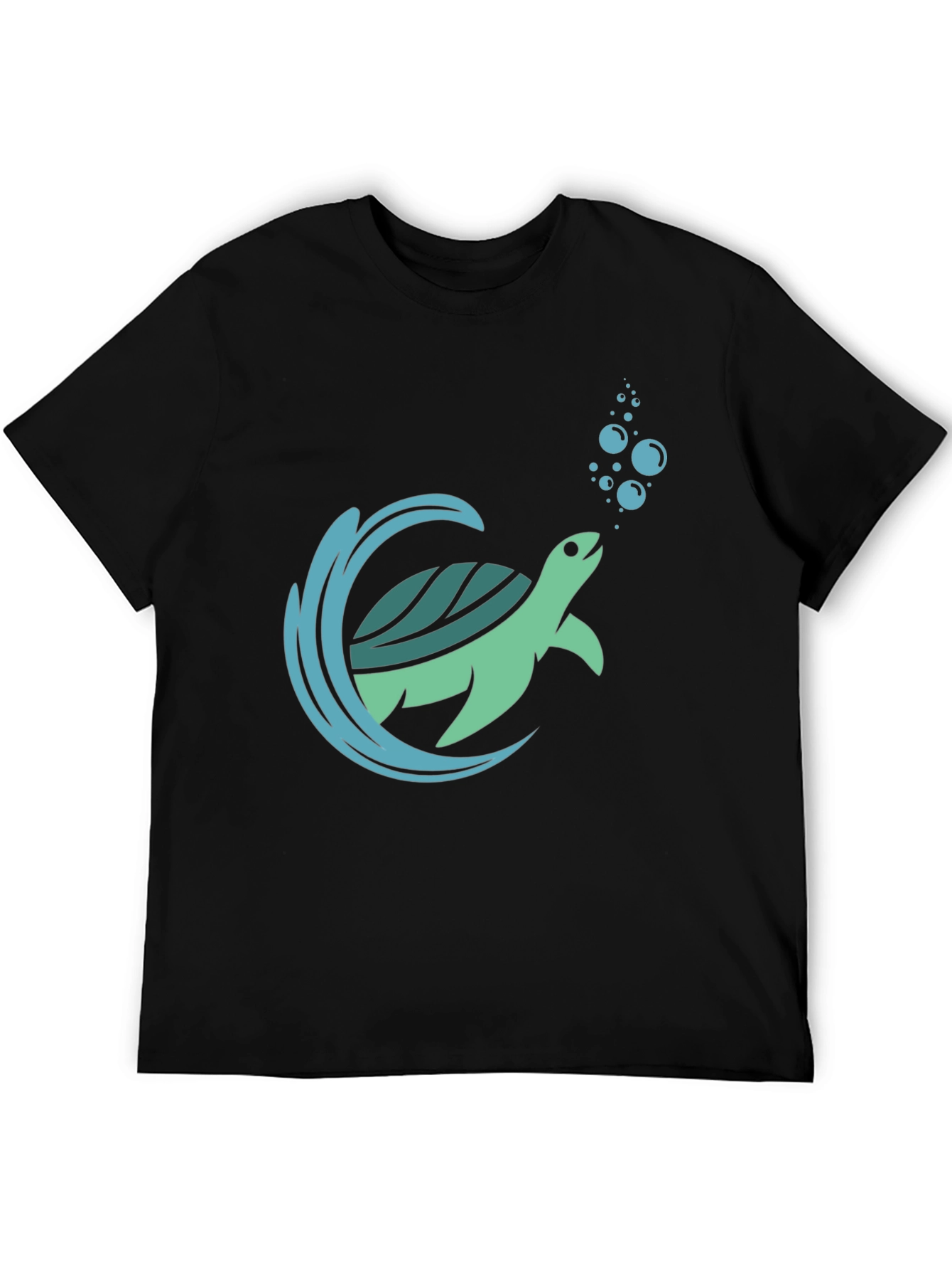 Sea Turtle Graphic Print Mens Black T-Shirt
