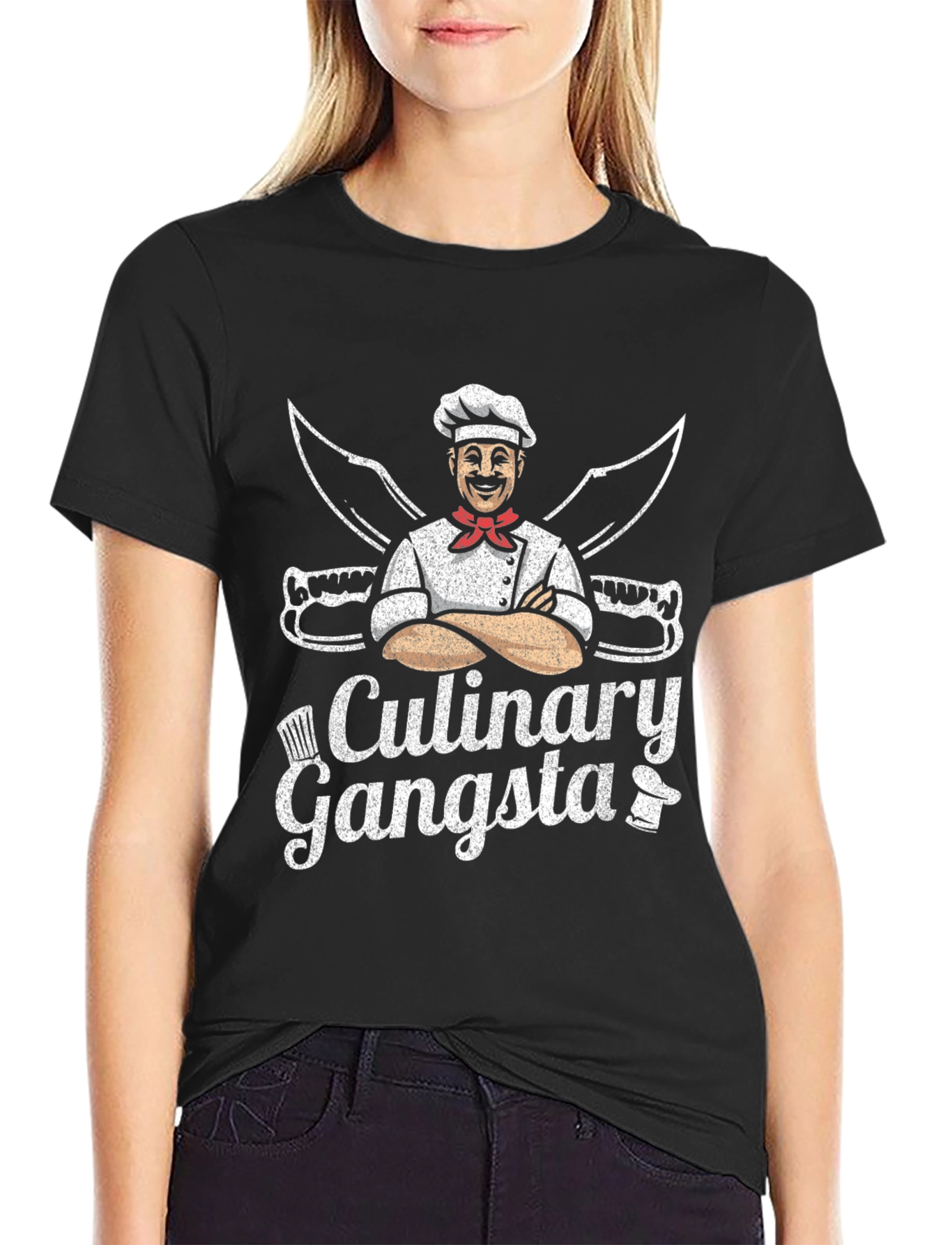 Culinary Gangsta Black T-Shirt Chef Humor