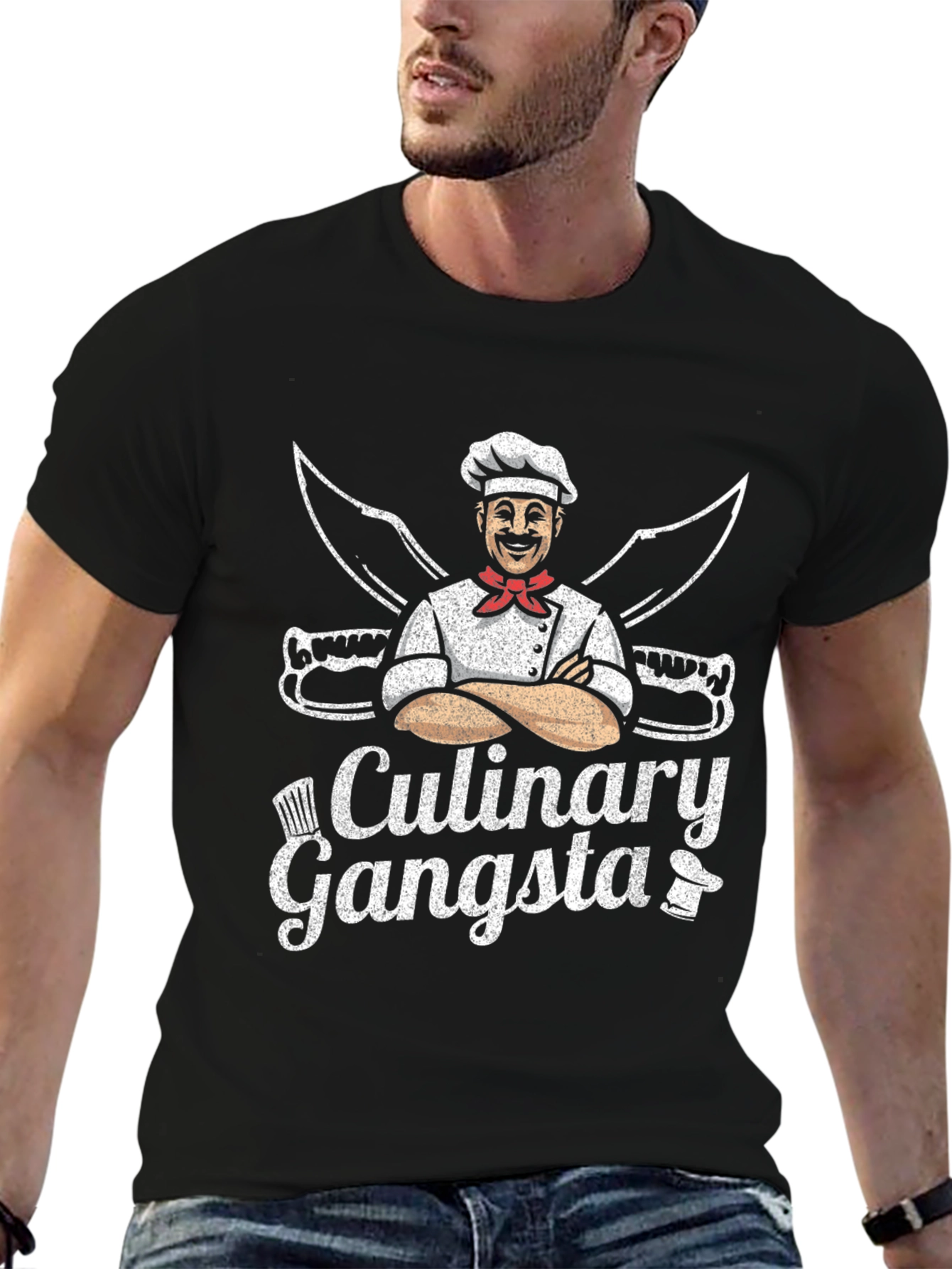Culinary Gangsta Black T-Shirt Chef Humor