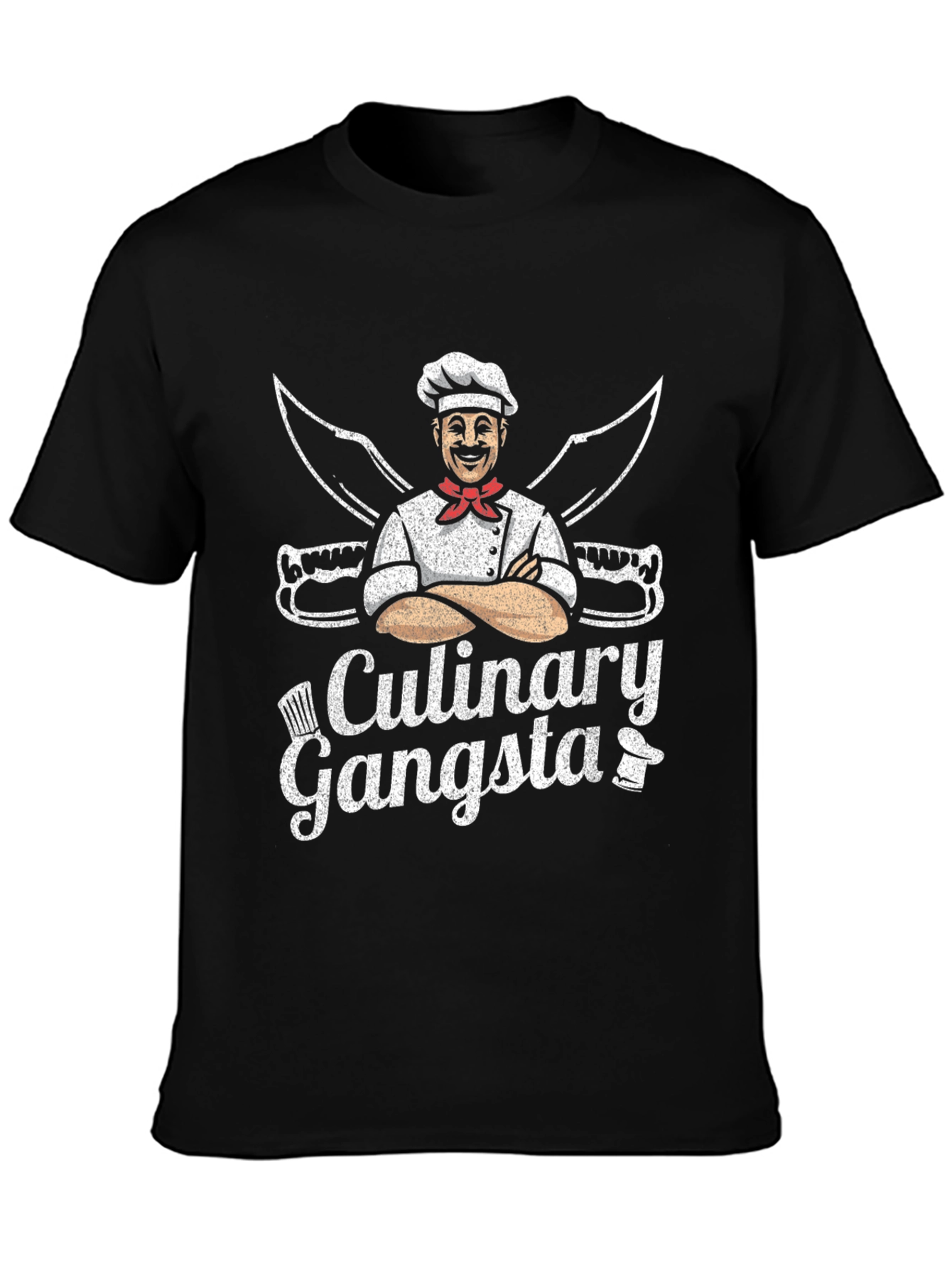 Culinary Gangsta Black T-Shirt Chef Humor