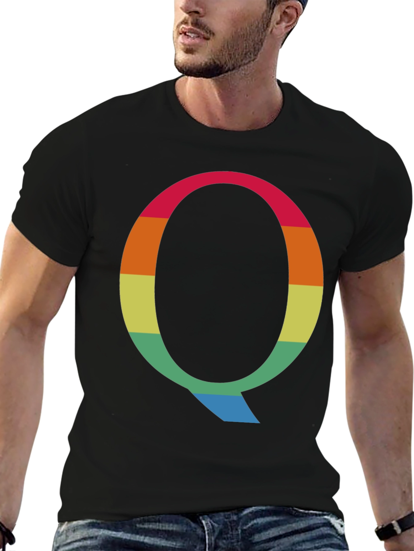 Rainbow Letter Q Graphic Tee