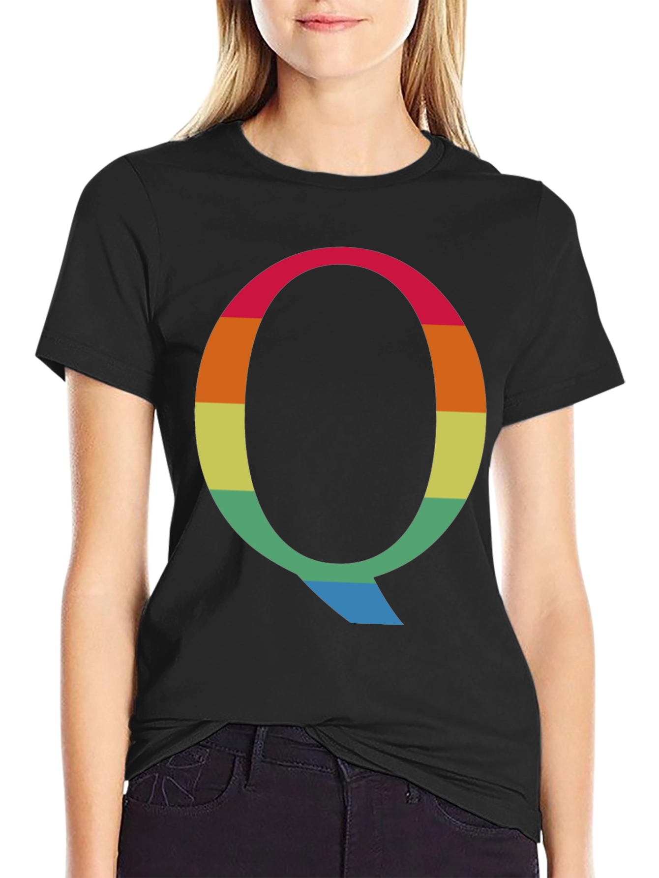 Rainbow Letter Q Graphic Tee