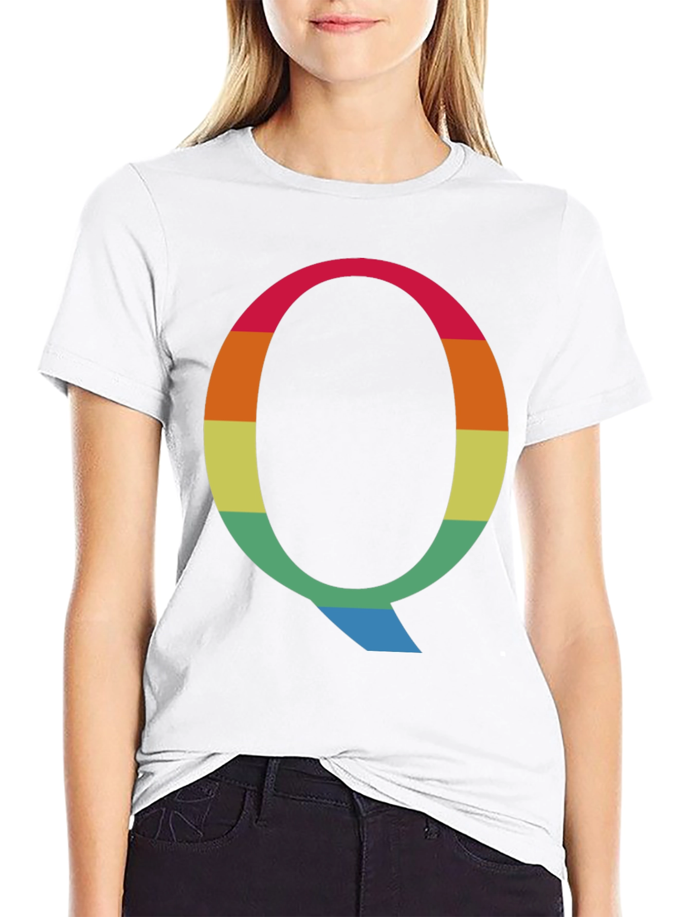 Rainbow Letter Q Graphic Tee