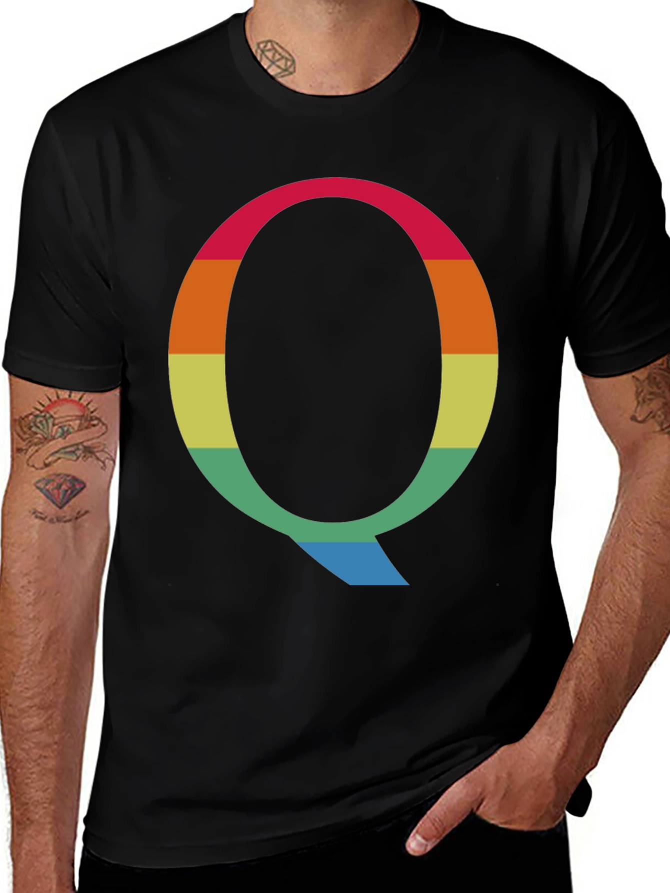 Rainbow Letter Q Graphic Tee
