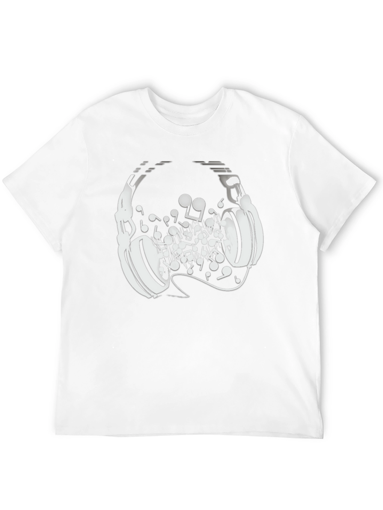Headphones Music Notes Graphic Tee - Black