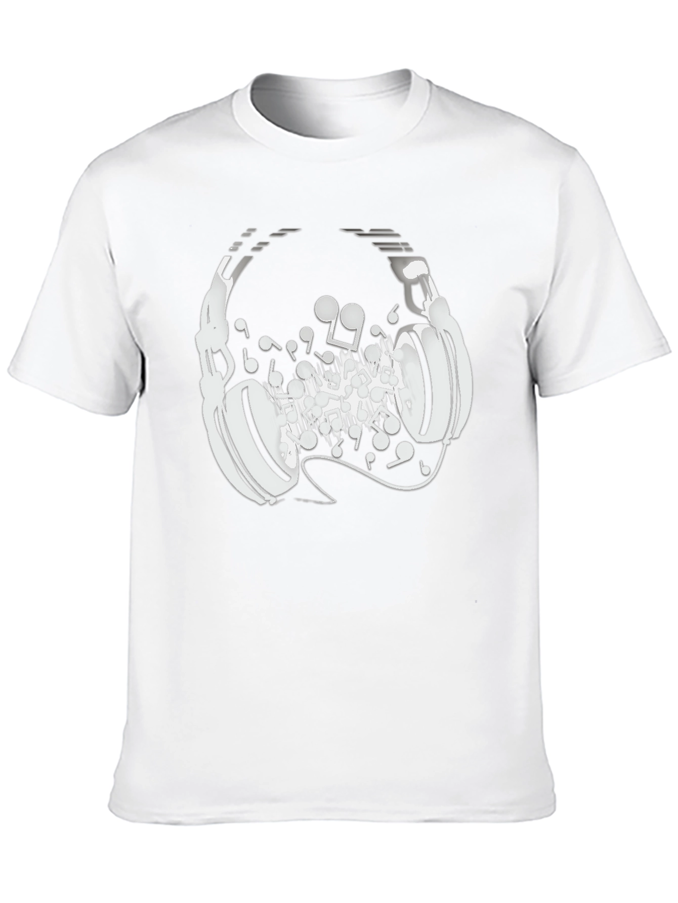 Headphones Music Notes Graphic Tee - Black
