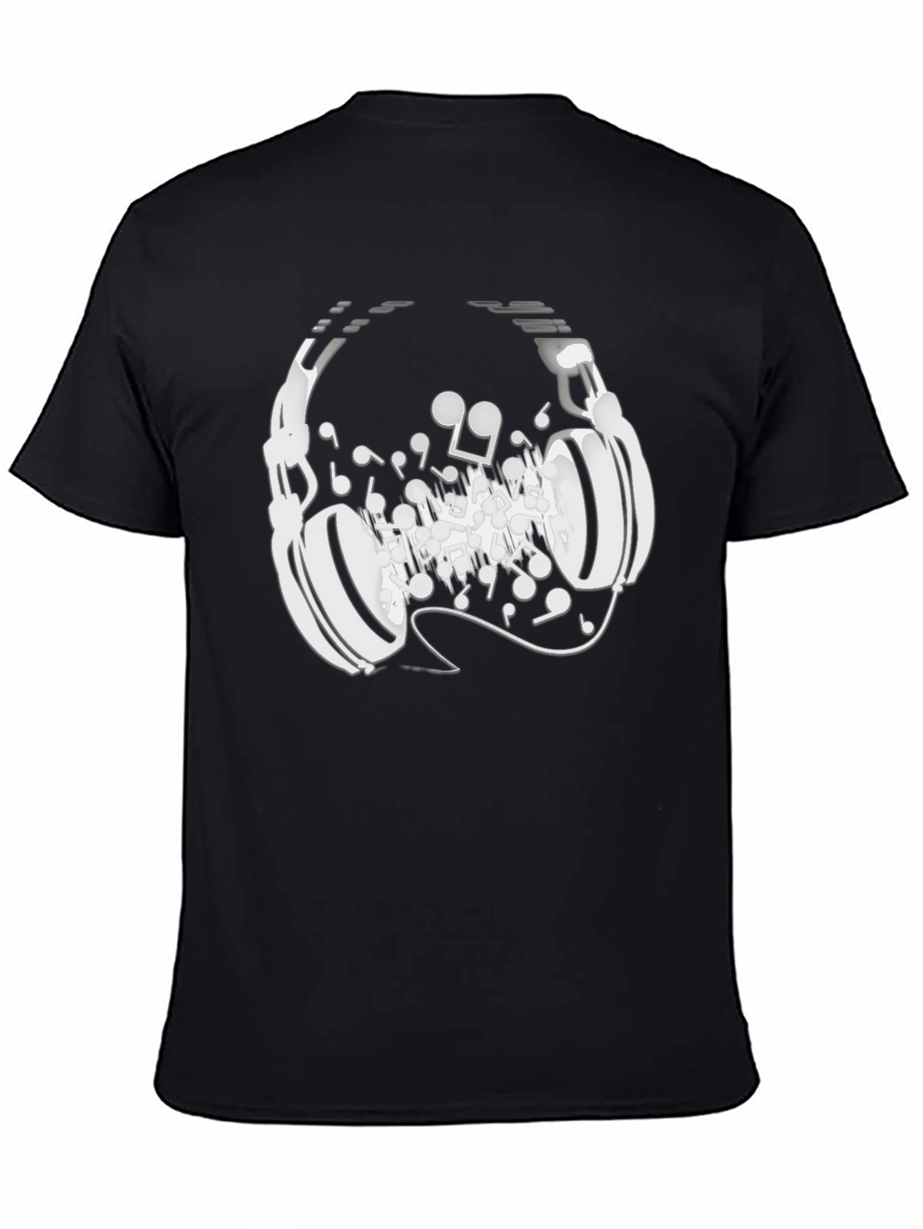Headphones Music Notes Graphic Tee - Black