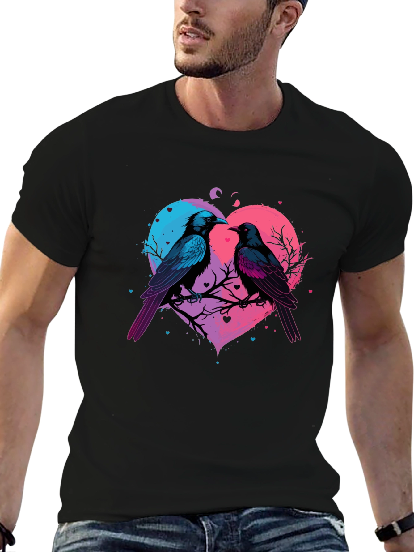 Love Birds Heart Graphic T-Shirt