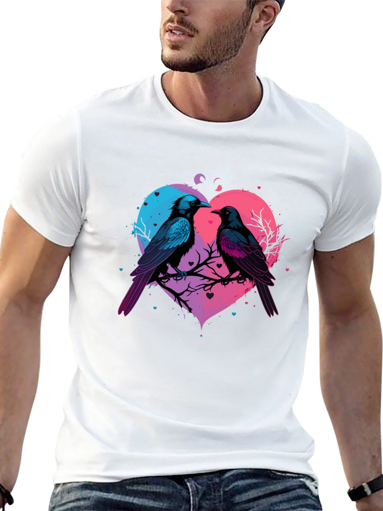 Love Birds Heart Graphic T-Shirt