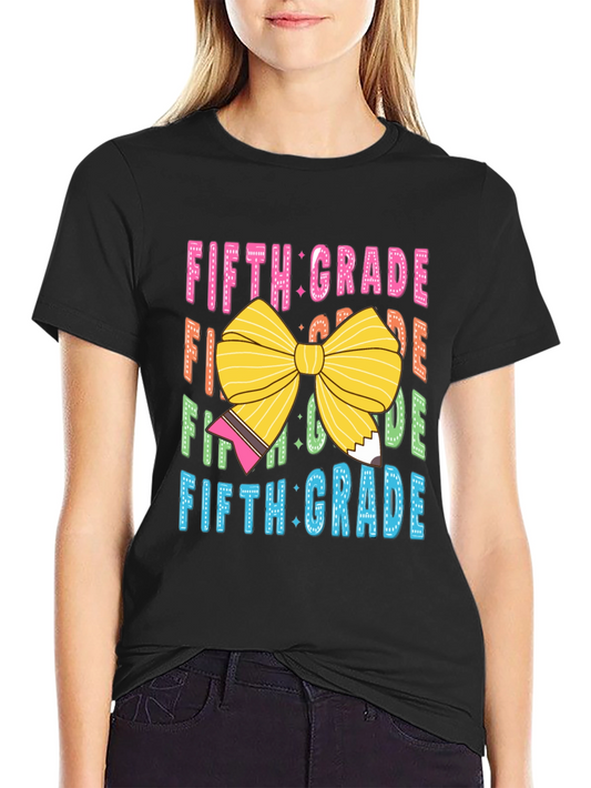 Fifth Grade T-Shirt Colorful Bow Back to School