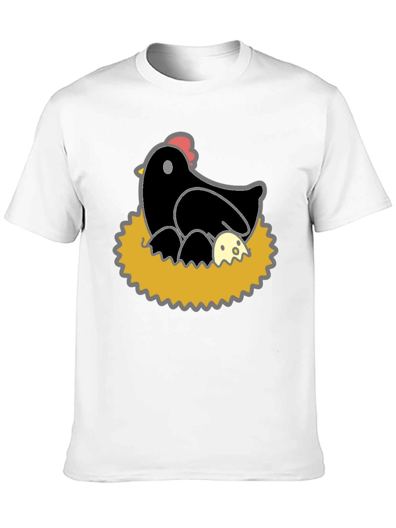 Funny Hen and Eggs Graphic T-Shirt - Black