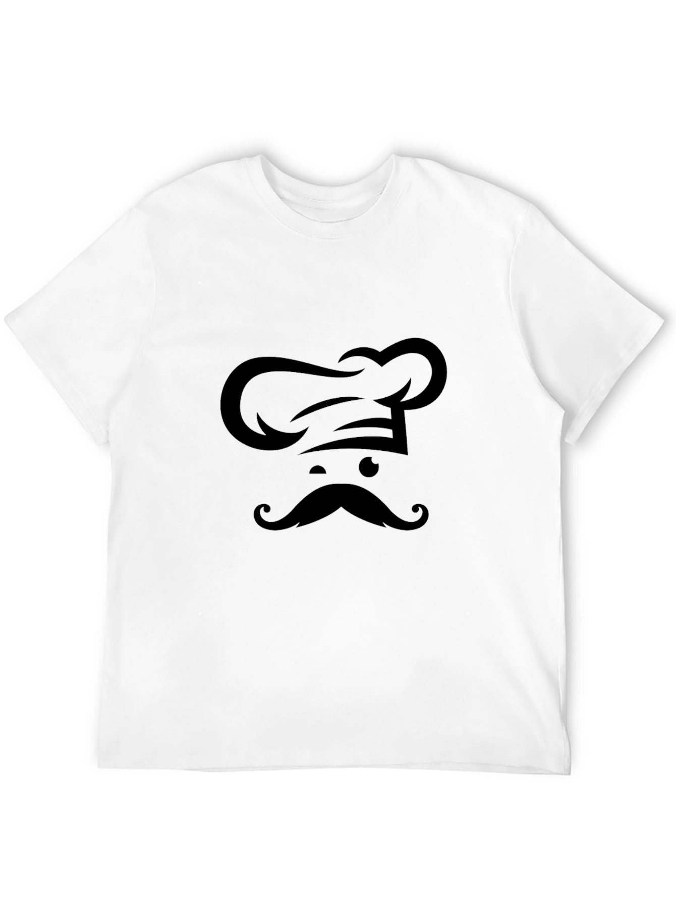 Chef Hat & Moustache Graphic T-Shirt - Black