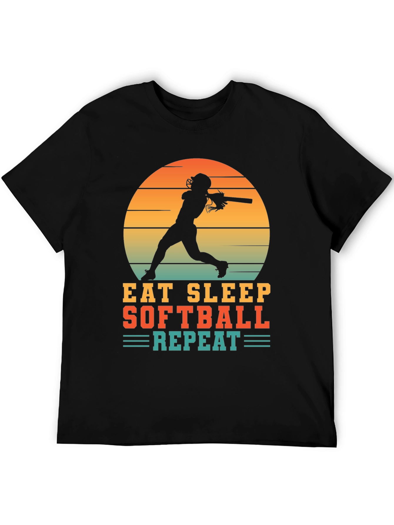Eat Sleep Softball Repeat Graphic T-Shirt