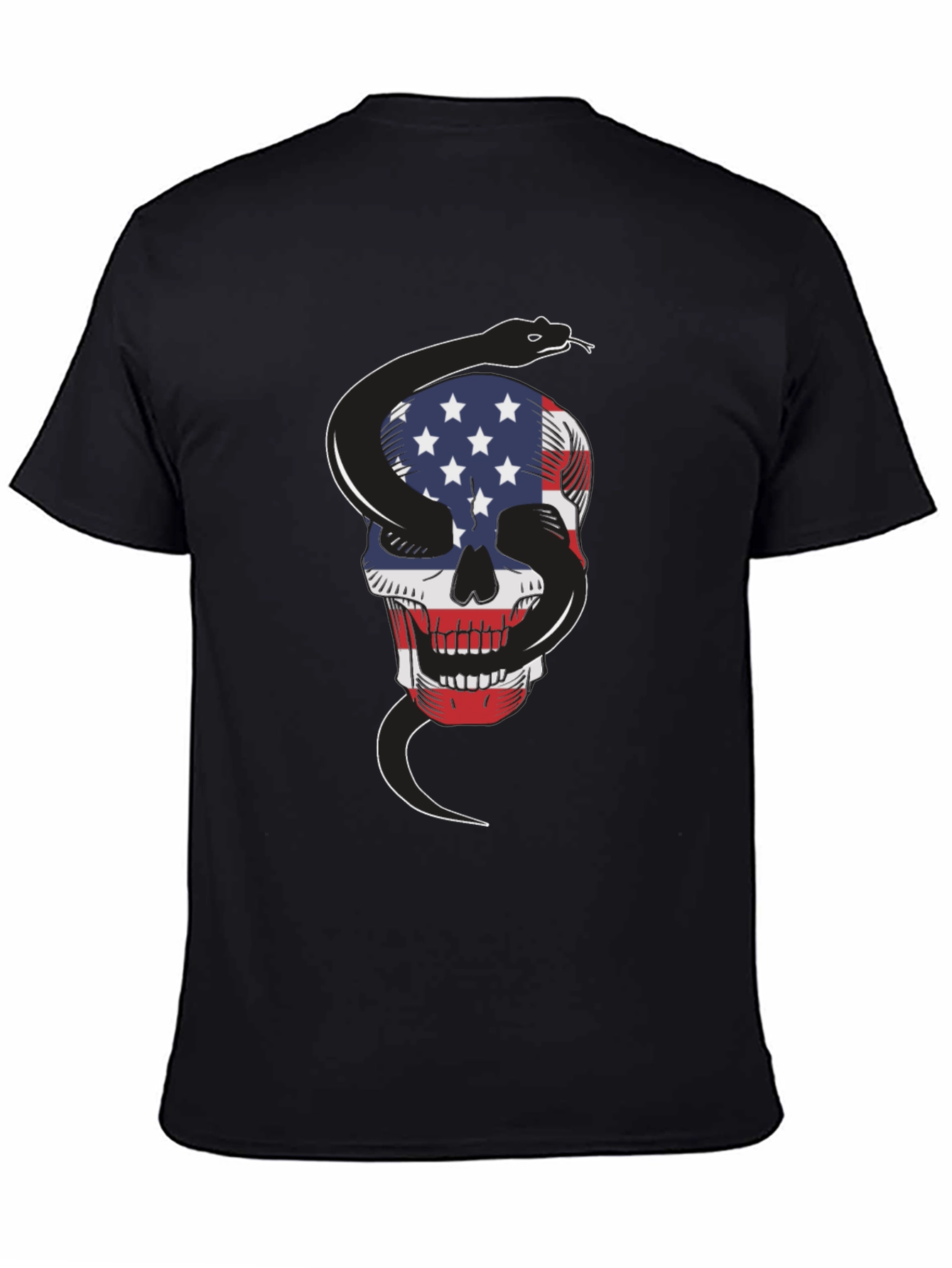 American Flag Skull & Snake Graphic T-Shirt