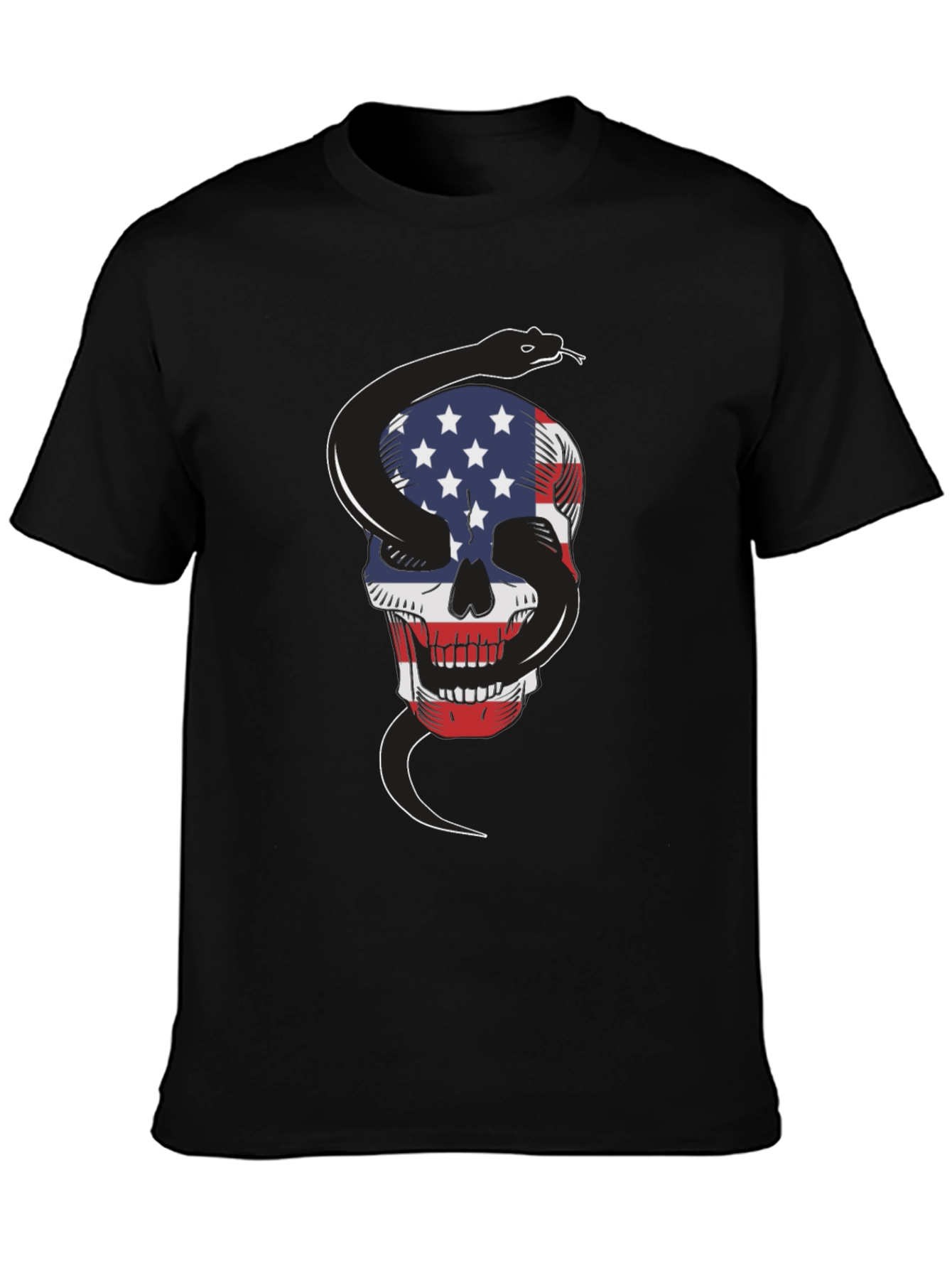 American Flag Skull & Snake Graphic T-Shirt