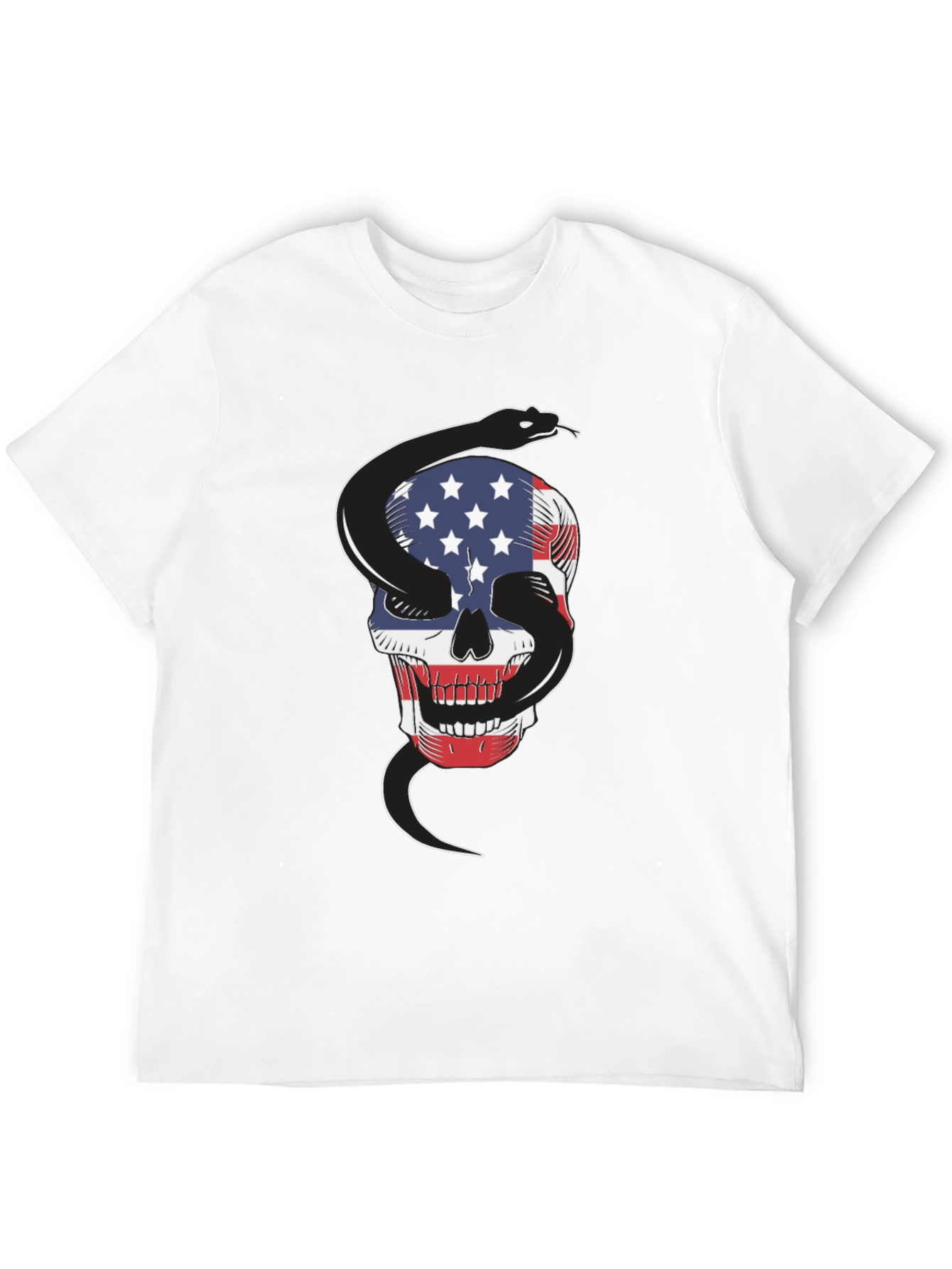 American Flag Skull & Snake Graphic T-Shirt