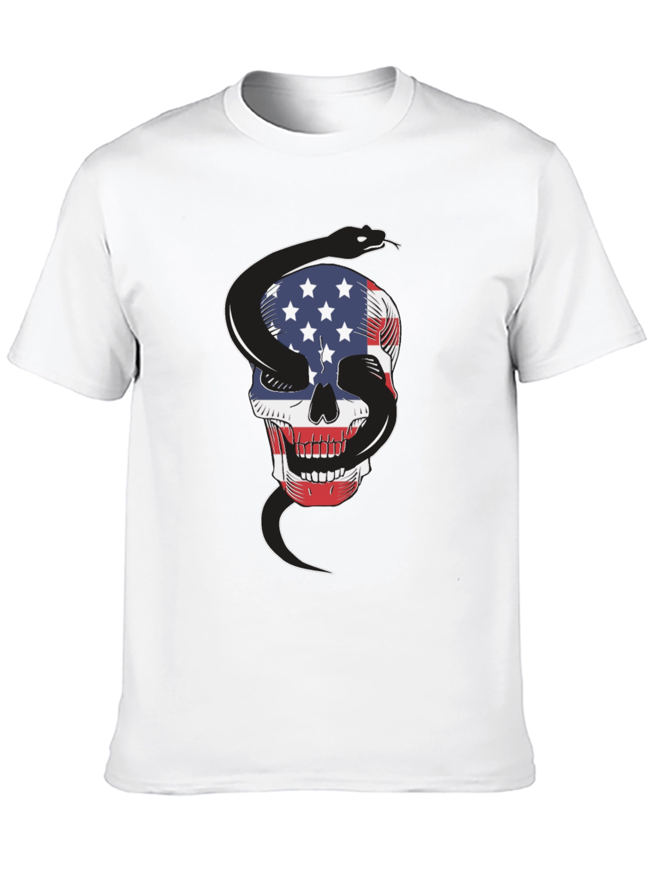 American Flag Skull & Snake Graphic T-Shirt