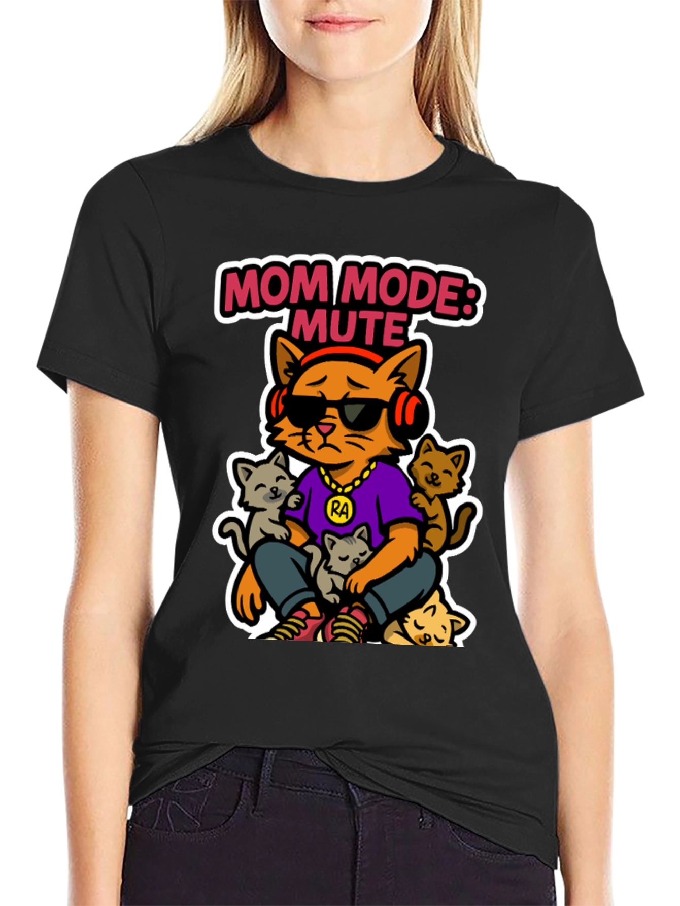 Mom Mode: Mute Cat T-Shirt - Funny Graphic Tee