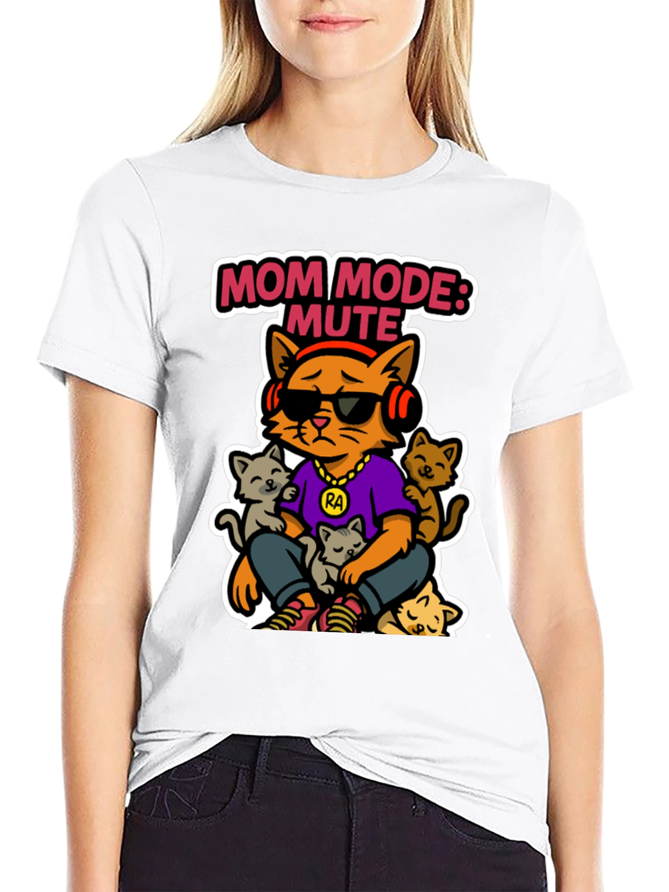 Mom Mode: Mute Cat T-Shirt - Funny Graphic Tee