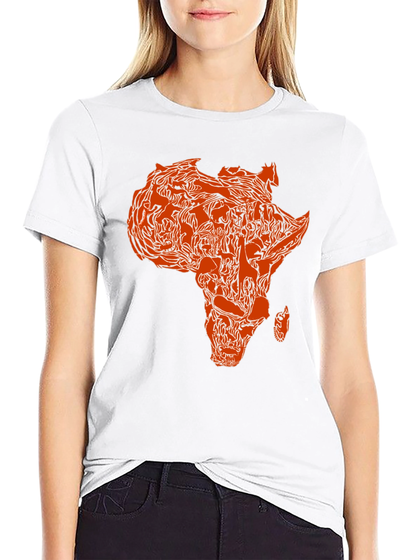 Africa Map Print T-Shirt - Black