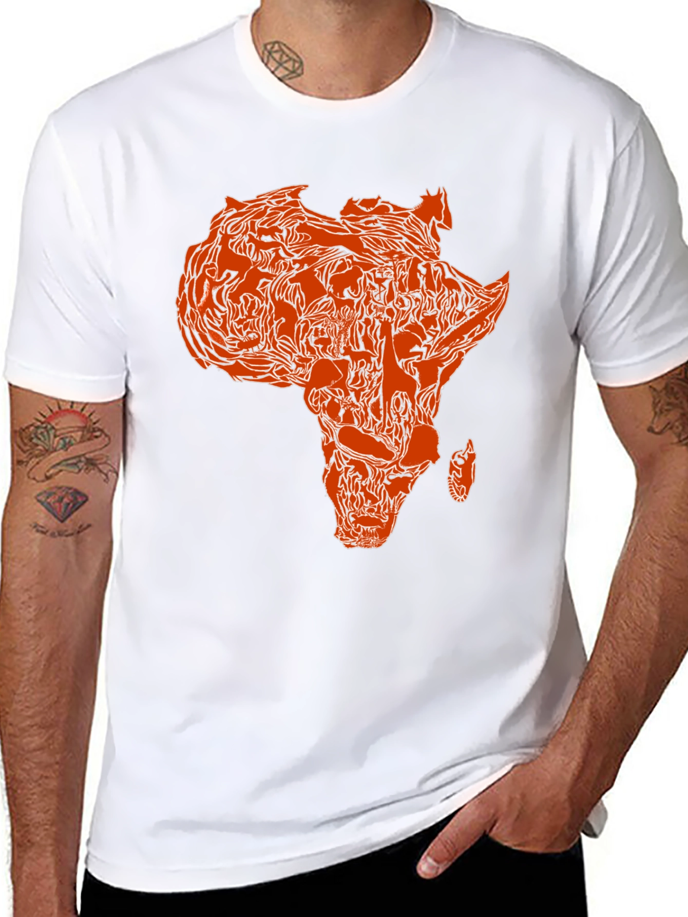 Africa Map Print T-Shirt - Black