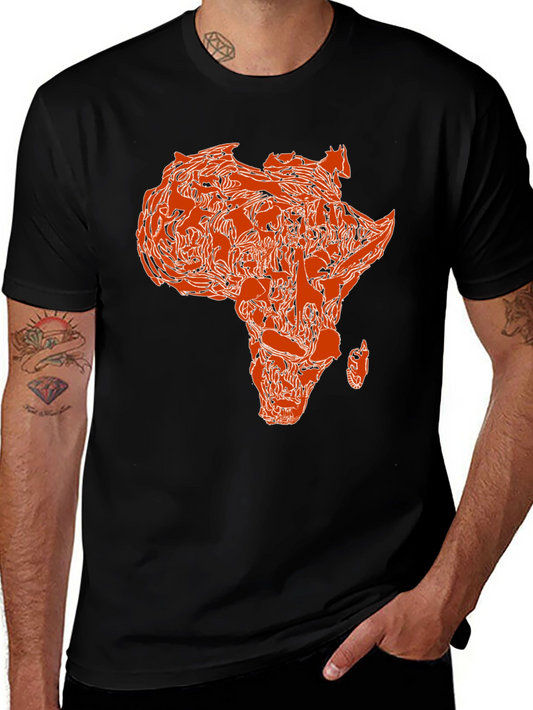 Africa Map Print T-Shirt - Black