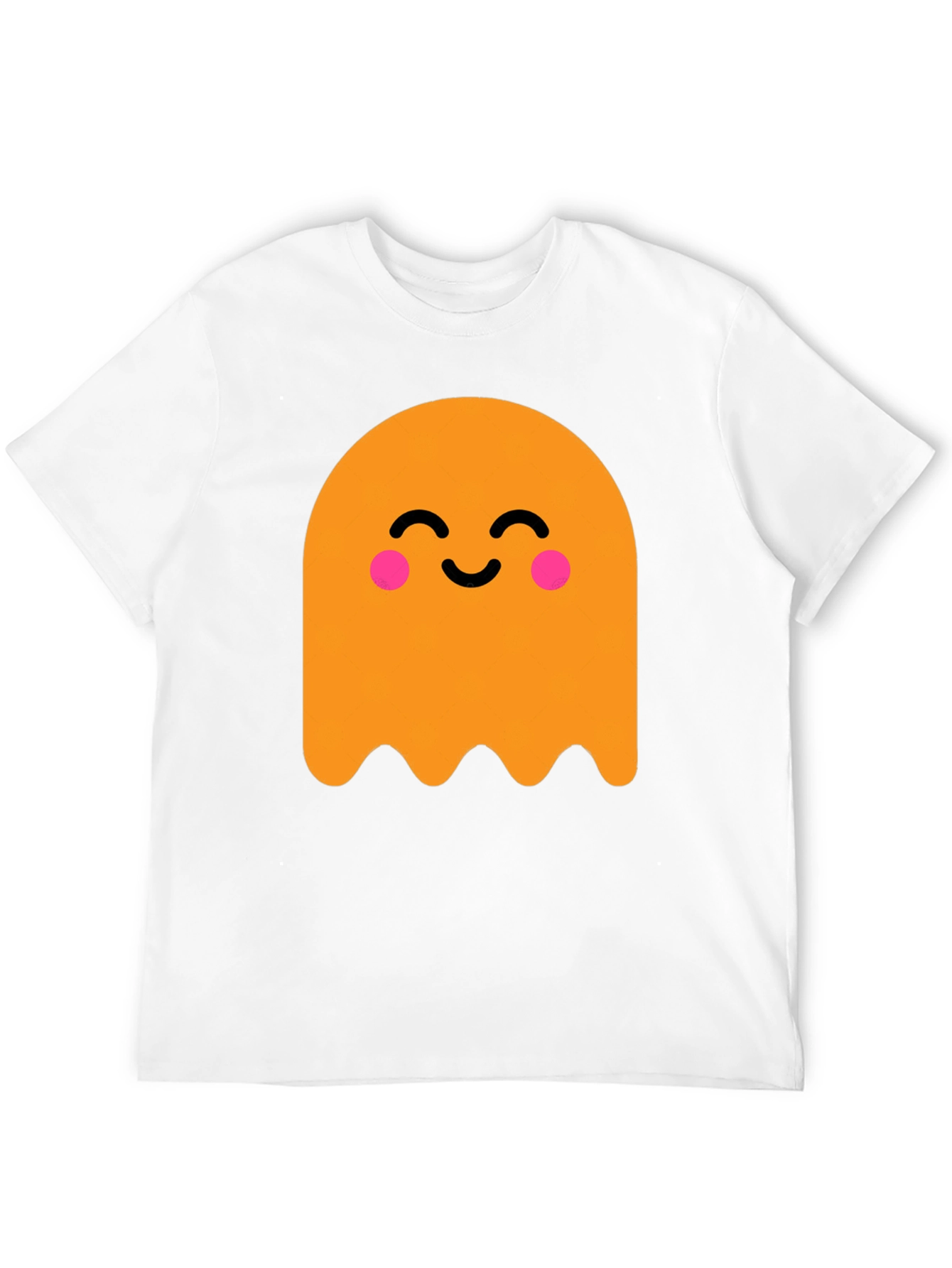 Cute Ghost Graphic Tee - Black Cotton T-Shirt