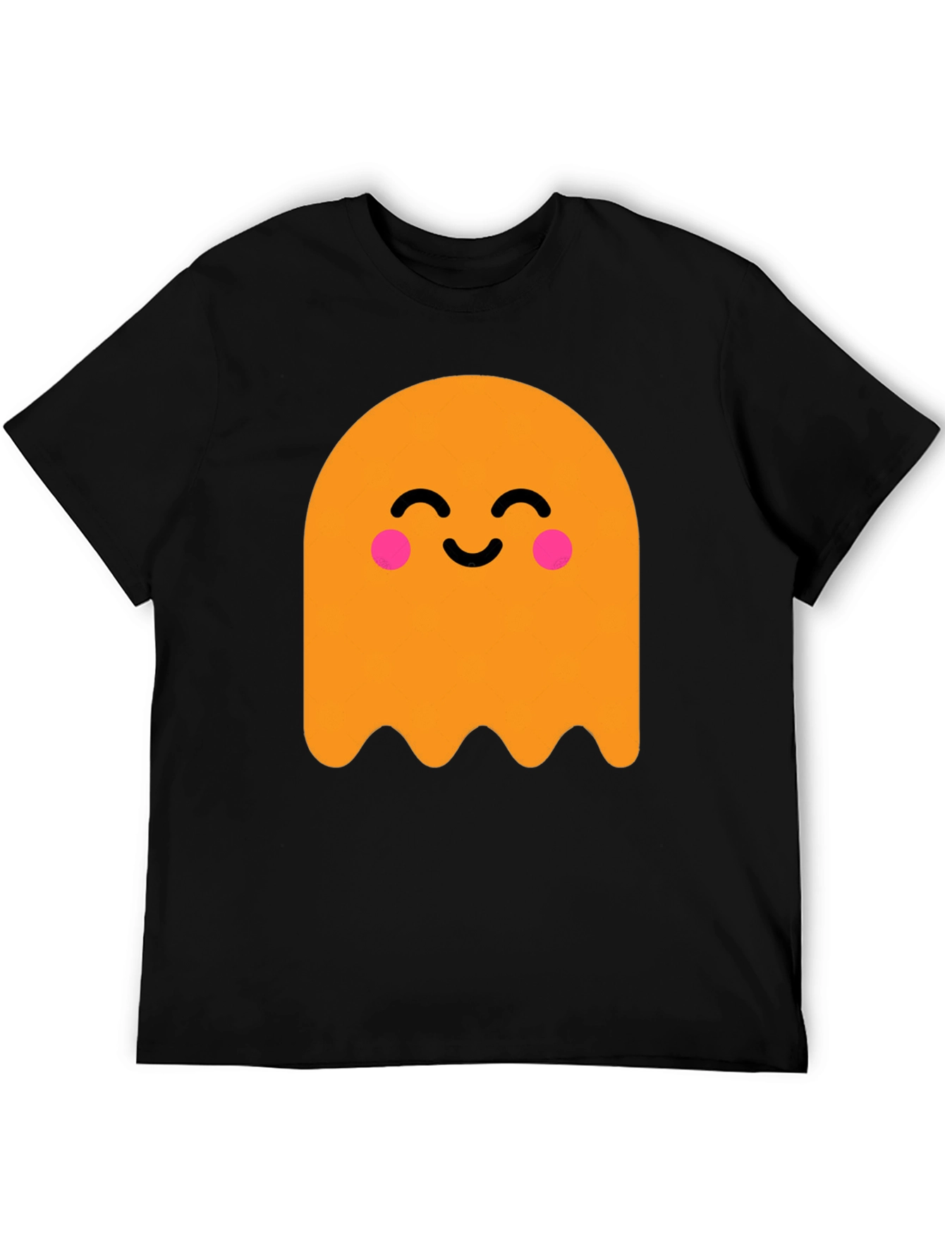 Cute Ghost Graphic Tee - Black Cotton T-Shirt