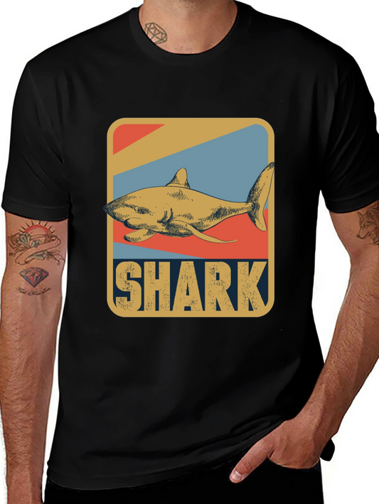 Retro Shark Graphic Tee - Vintage Style T-Shirt
