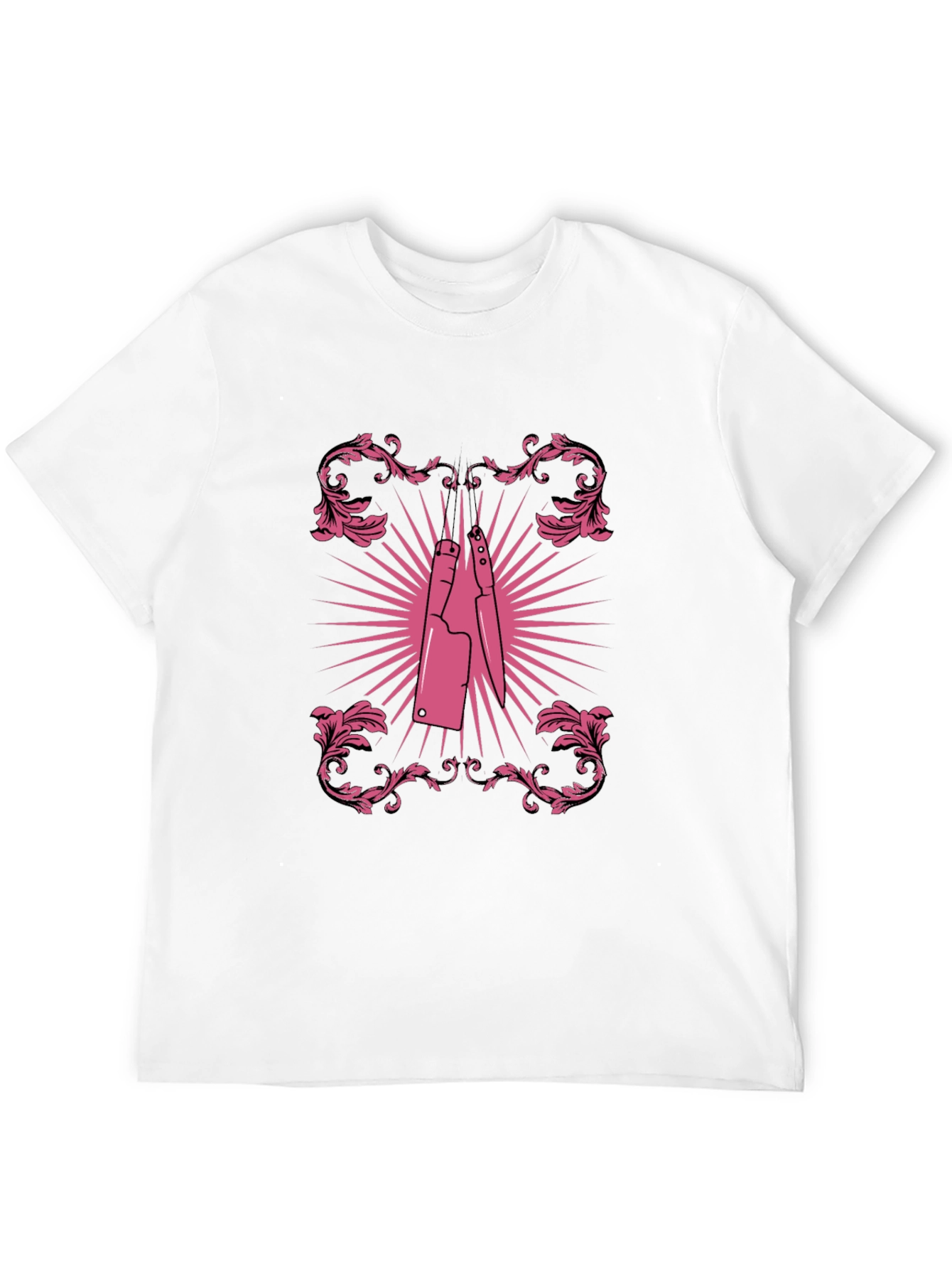 Pink Butcher Knife Graphic Black T-Shirt
