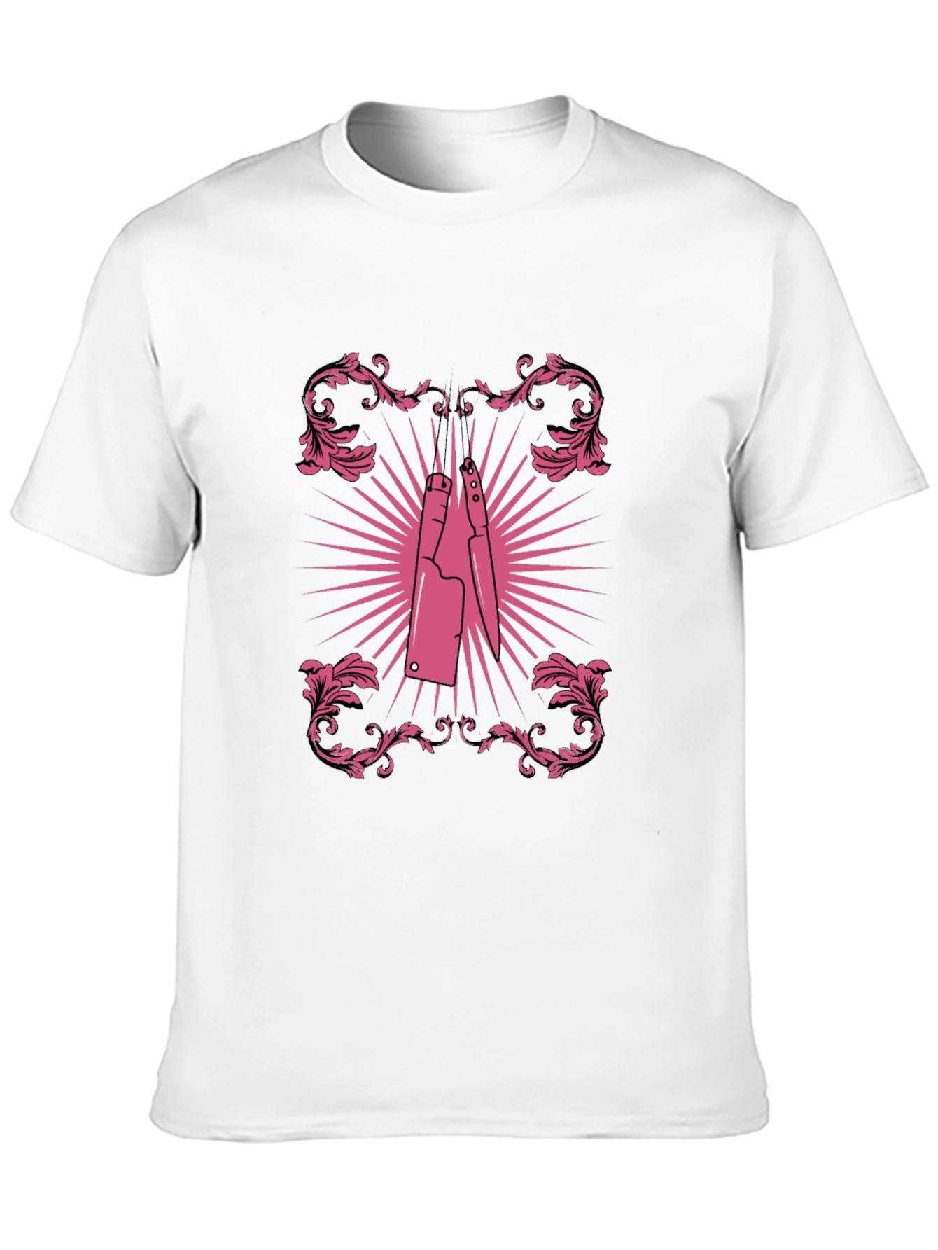Pink Butcher Knife Graphic Black T-Shirt