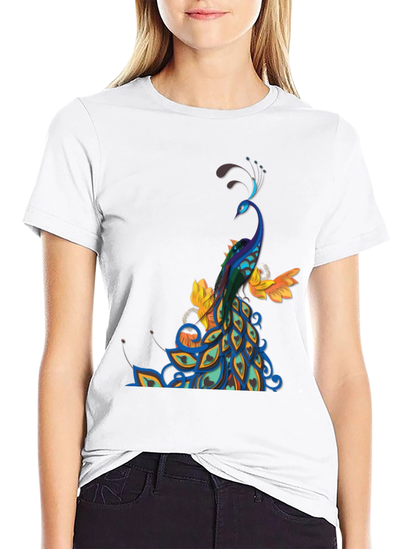 Peacock Graphic Black T-Shirt